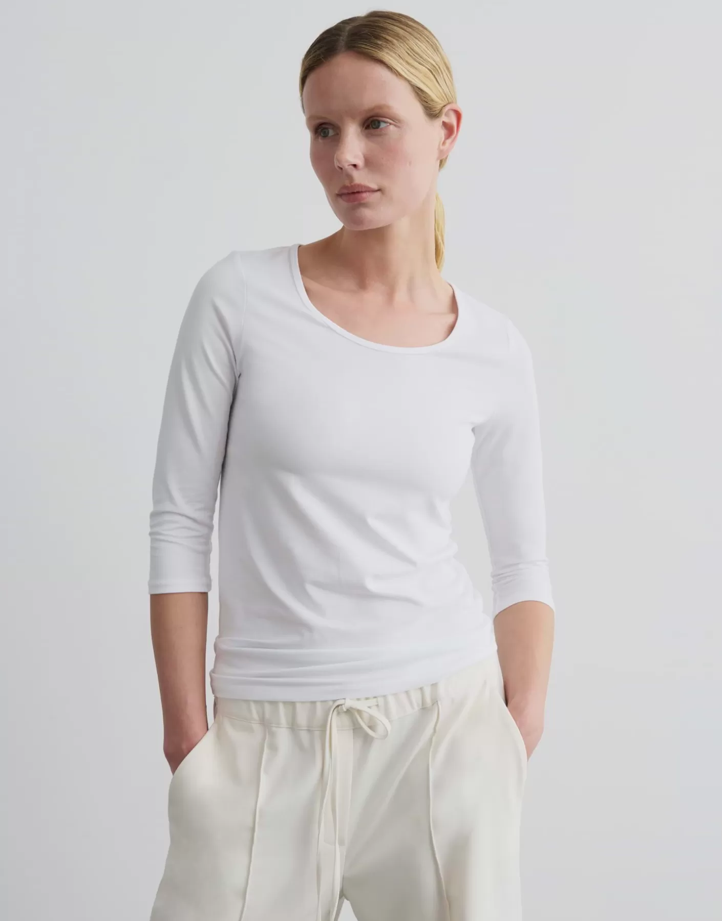 Basics<OPUS Commander Basicshirt Kain Blanc En Ligne milk