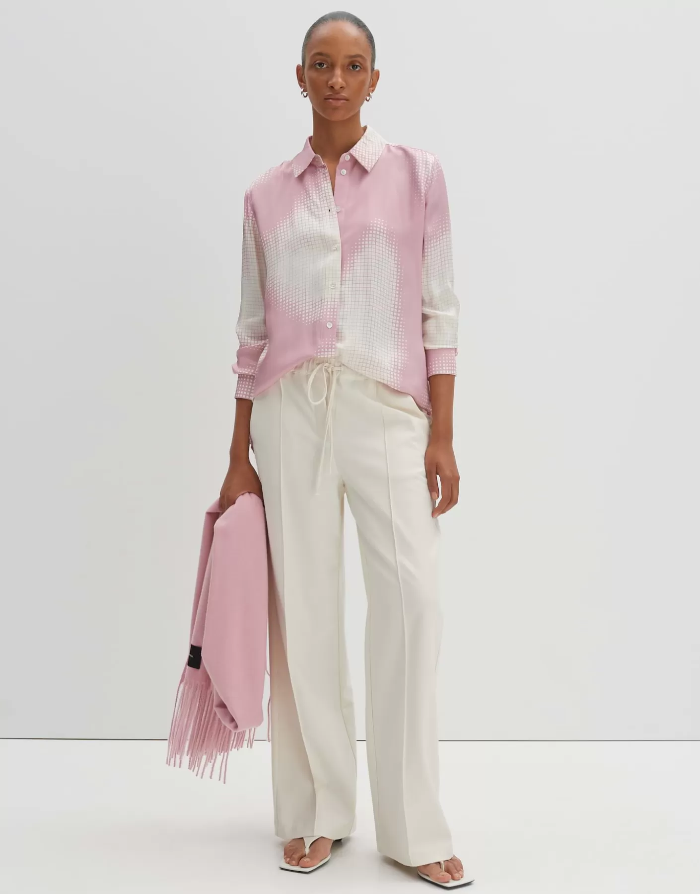 Chemisiers<OPUS Commander Blouse En Satin Zisakia Rose En Ligne chalky pink