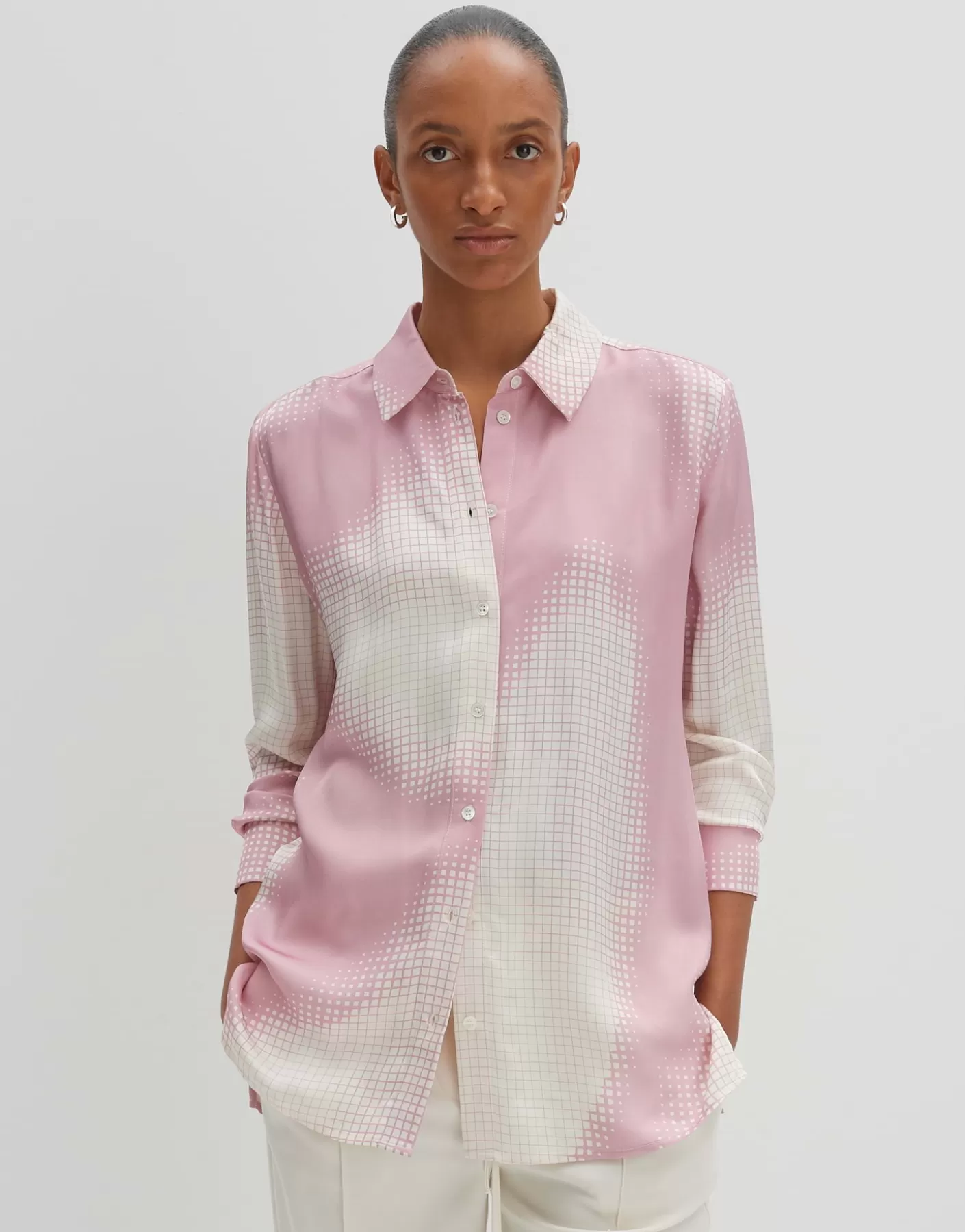 Chemisiers<OPUS Commander Blouse En Satin Zisakia Rose En Ligne chalky pink