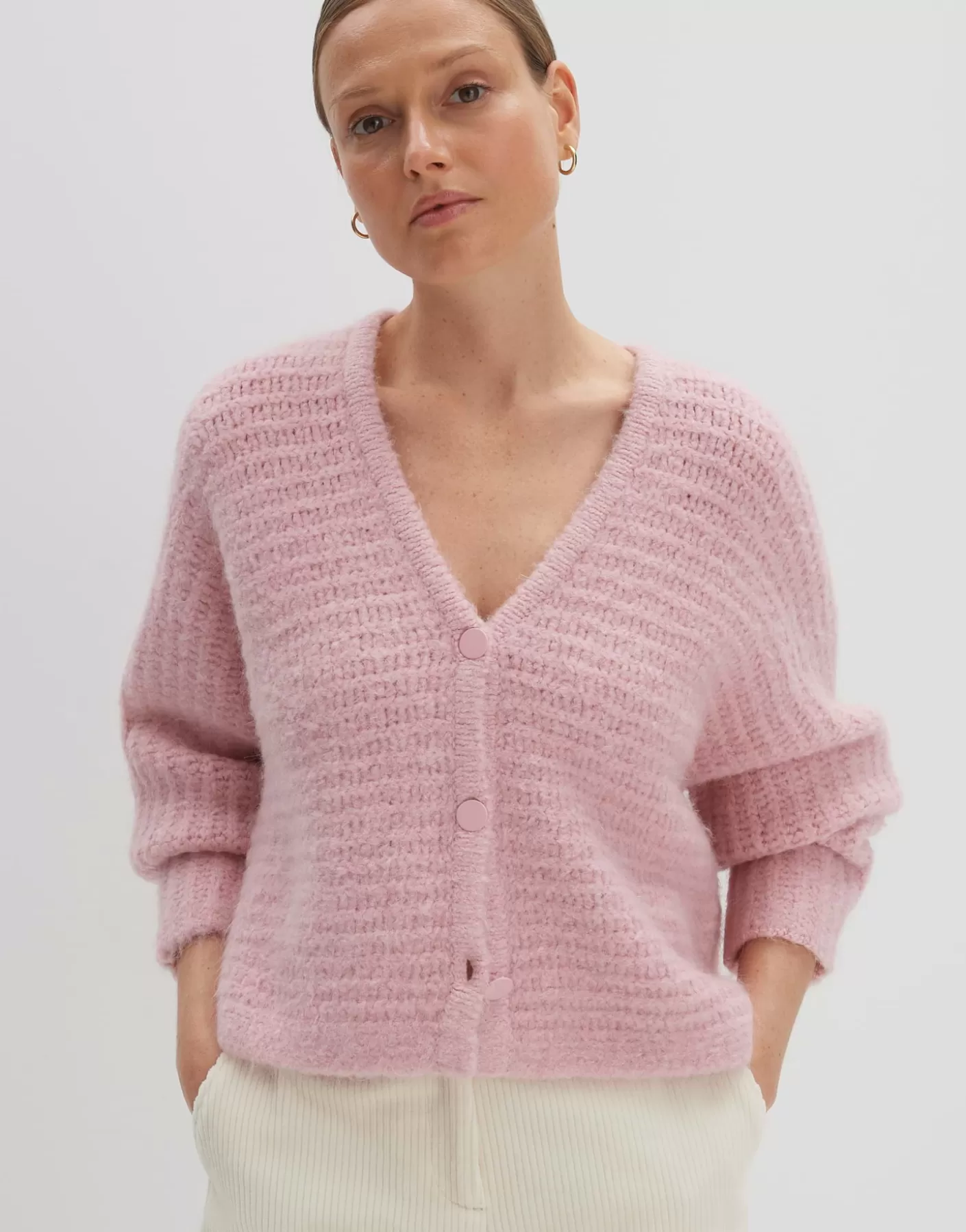 Maille<OPUS Commander Cardigan En Maille Timaria Rose En Ligne chalky pink