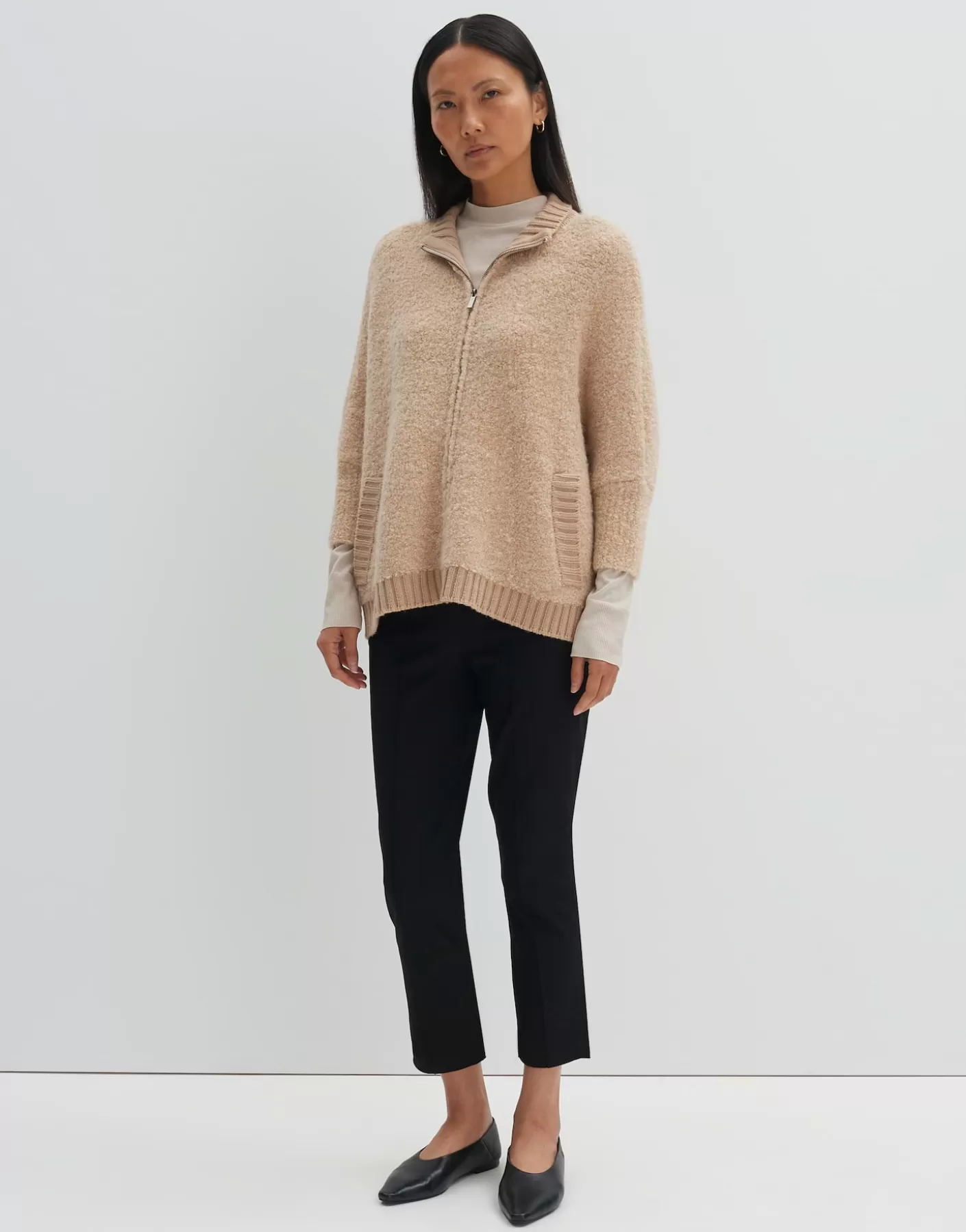 Maille<OPUS Commander Cardigan En Maille Touclee Detail Beige En Ligne cashmere cream melange