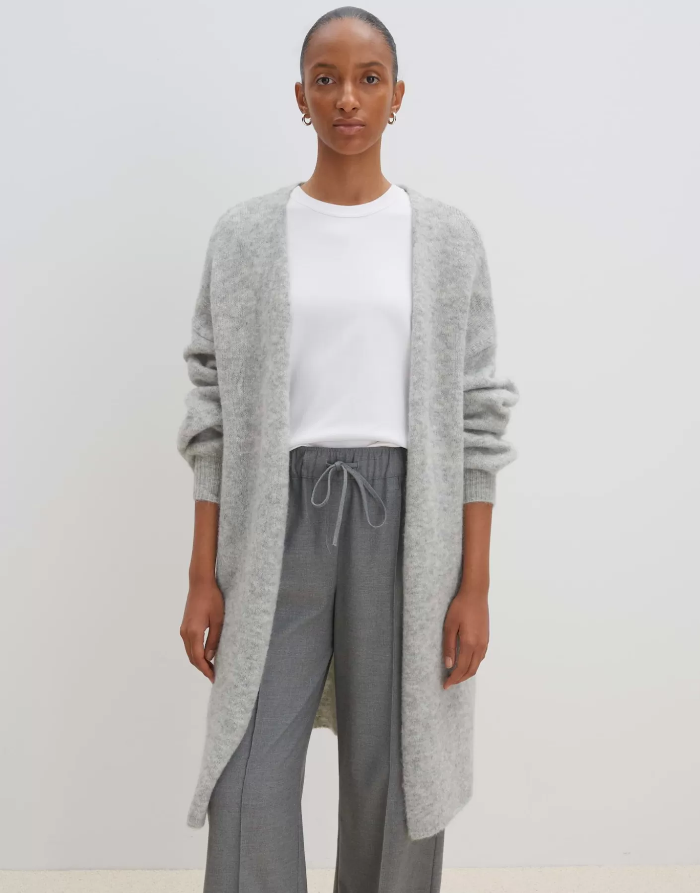 Maille<OPUS Commander Cardigan Long Taleja Gris En Ligne hazy fog melange