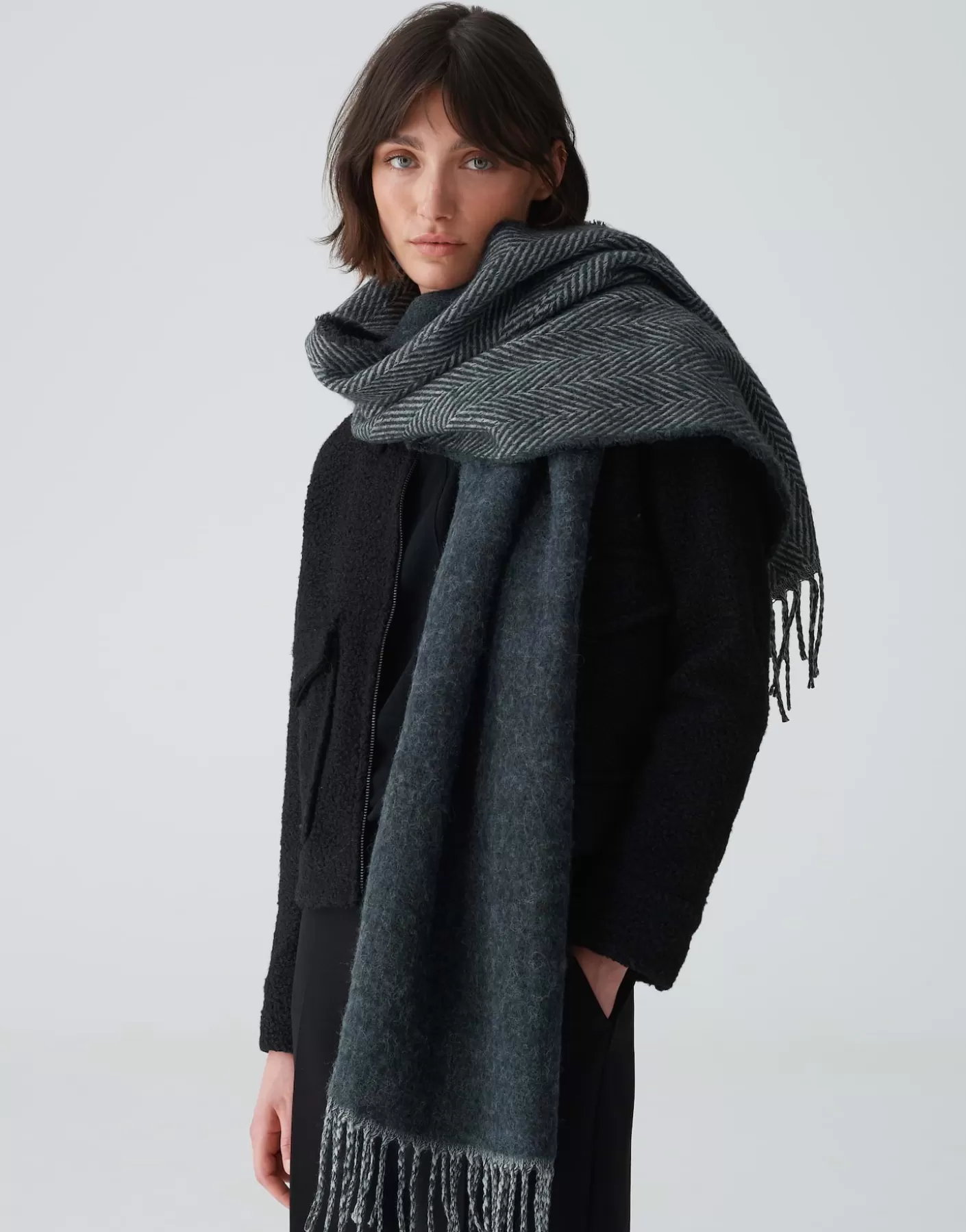 Accessoires<OPUS Commander Écharpe Surdimensionnée Aneda Scarf Gris En Ligne easy grey