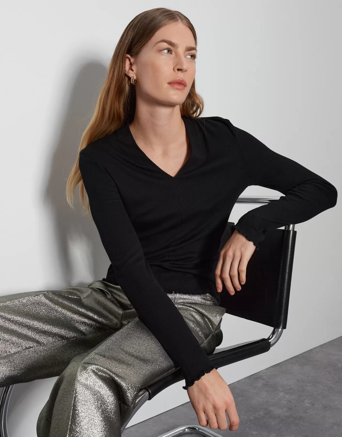 Meilleures Ventes<OPUS Commander Chemise Avec Col En V Kalya Noir En Ligne black