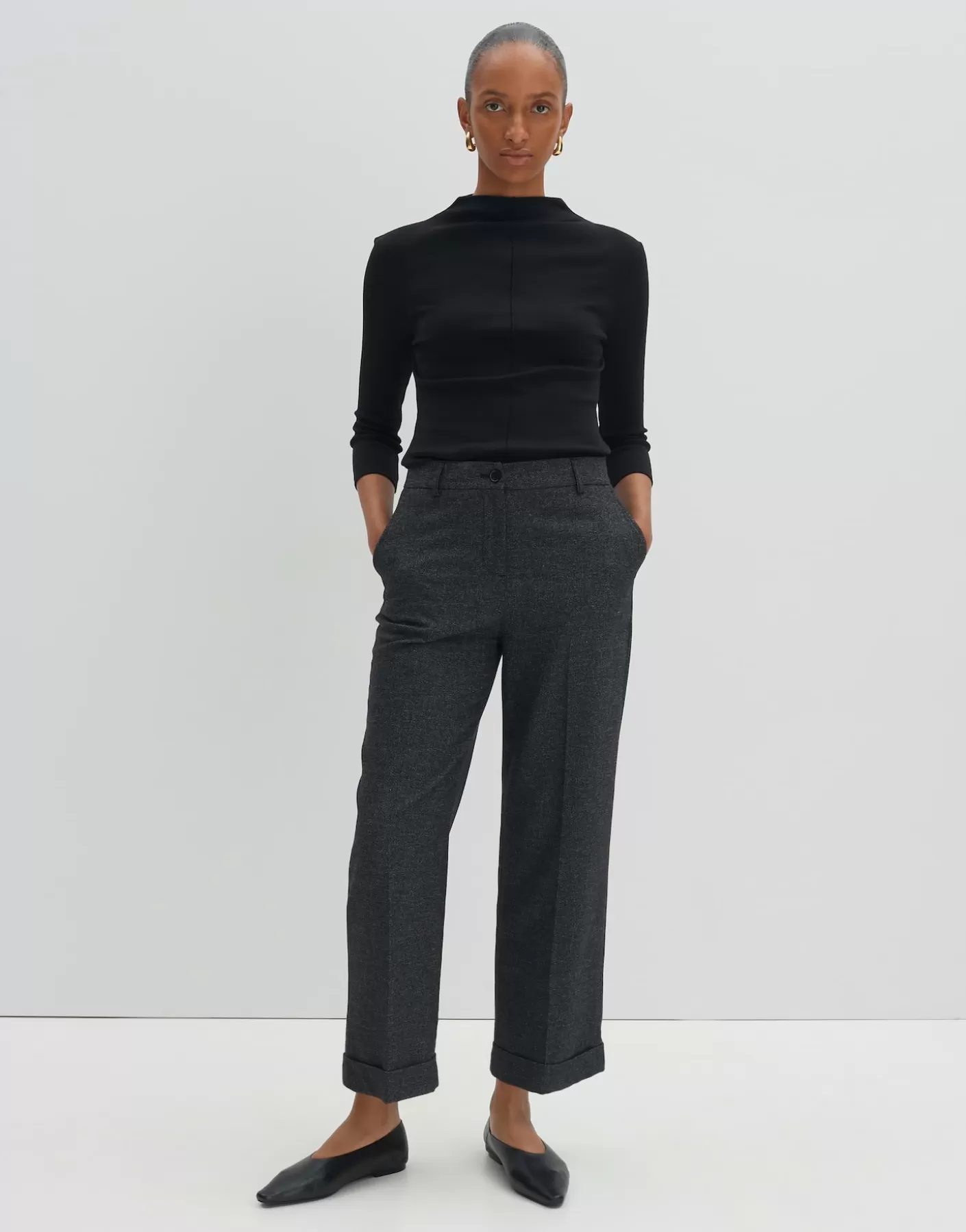 Pantalons<OPUS Commander Culotte Cisilia Mélange Noir En Ligne black