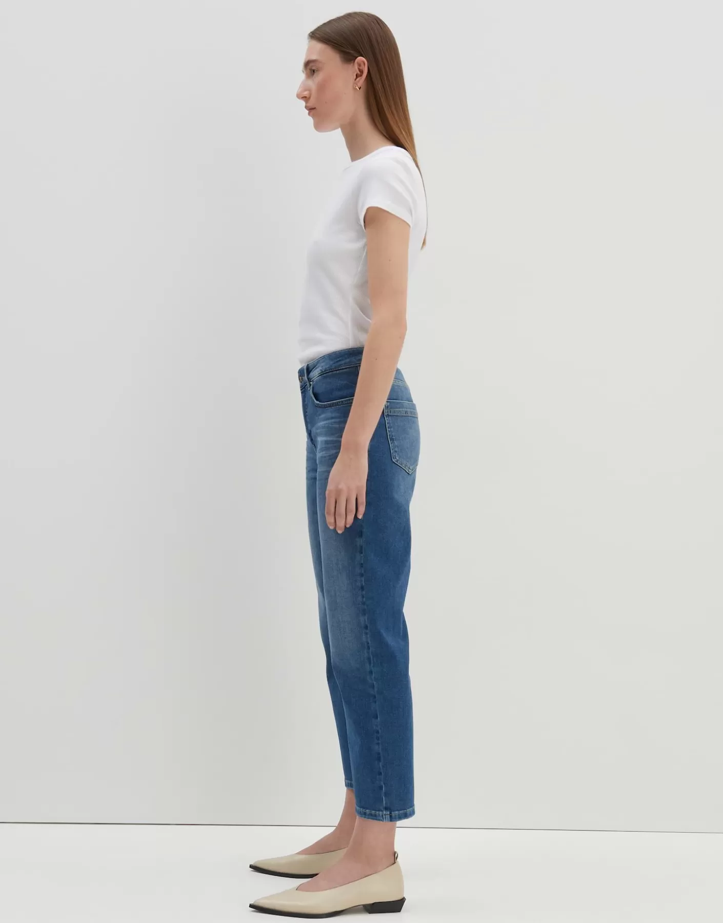 Jeans<OPUS Commander Jean Court Et Décontracté Corah Bleu En Ligne mid dusty blue