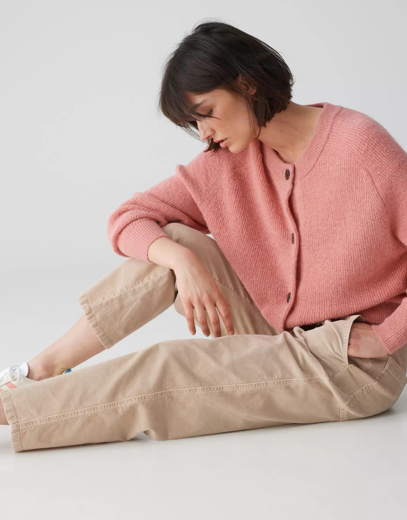 Pantalons | Jeans<OPUS Commander Jean Large Croisé Mokoti Work Beige En Ligne macadamia