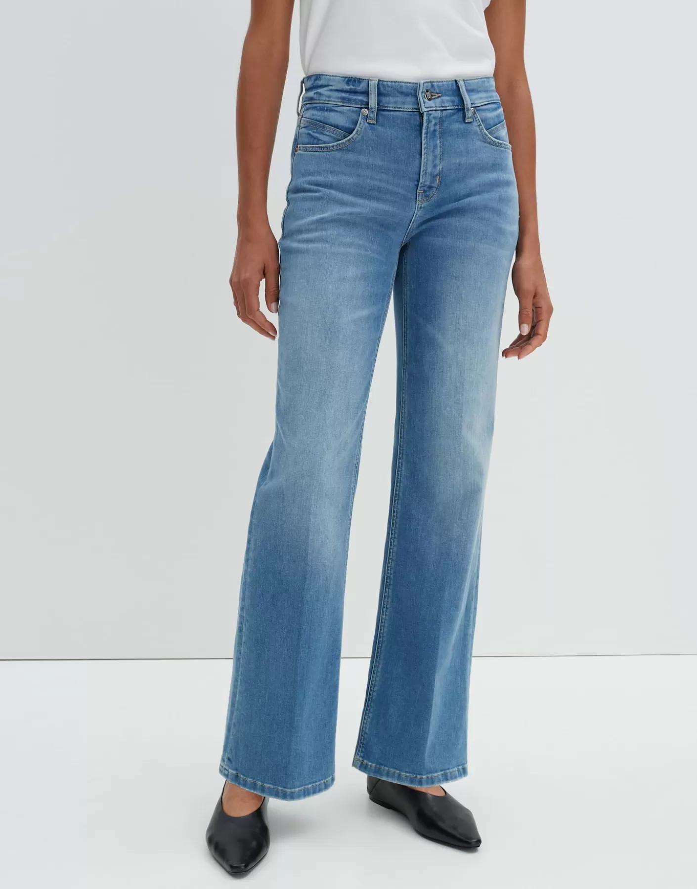 Jeans<OPUS Commander Jean Long évasé Carie Bleu En Ligne mid ocean blue