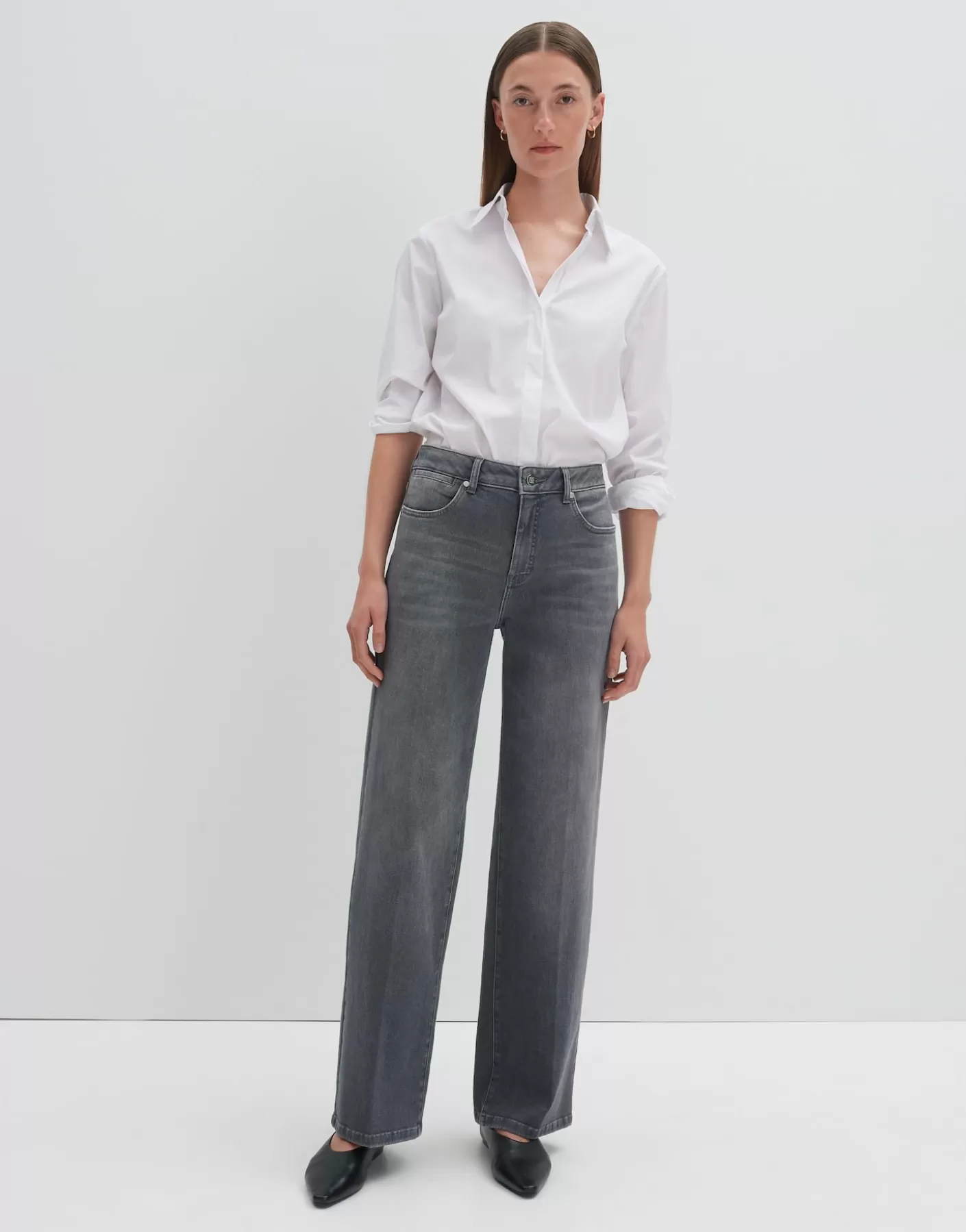 Jeans<OPUS Commander Jeans à Jambe Large Cellma Iconic Gris En Ligne mid stone grey
