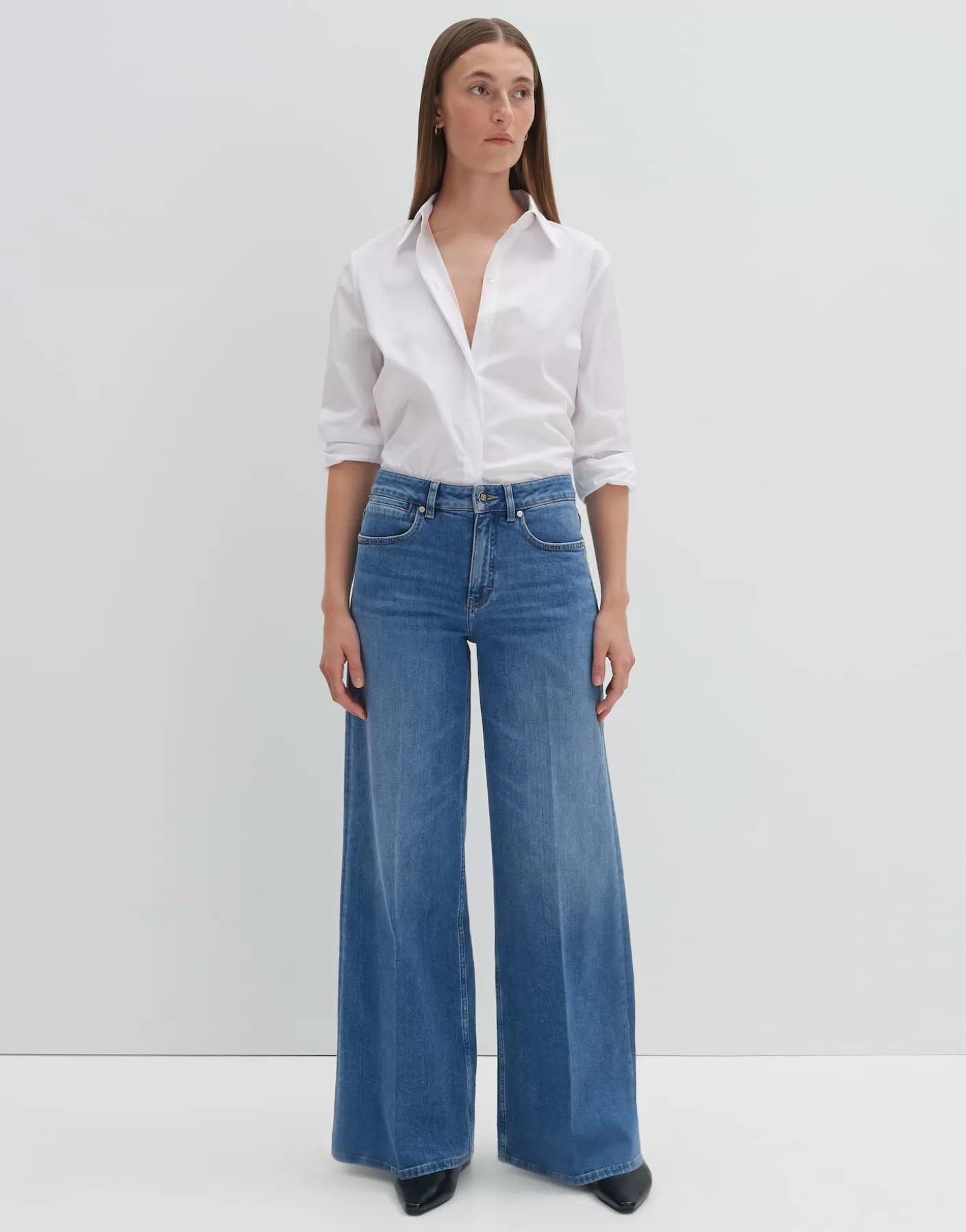 Jeans<OPUS Commander Jeans à Jambe Large Cellma Palazzo Bleu En Ligne mid ocean blue