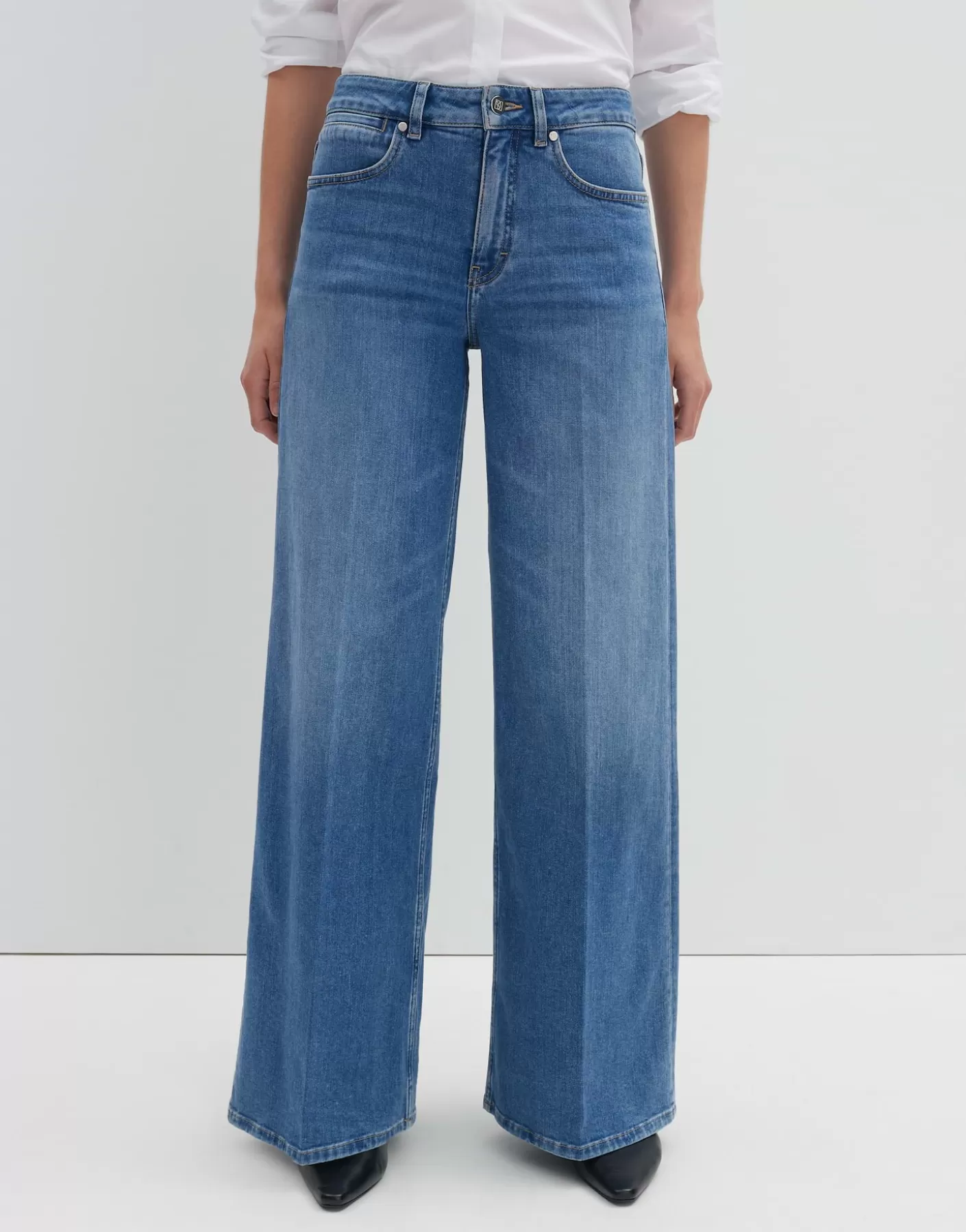 Jeans<OPUS Commander Jeans à Jambe Large Cellma Palazzo Bleu En Ligne mid ocean blue