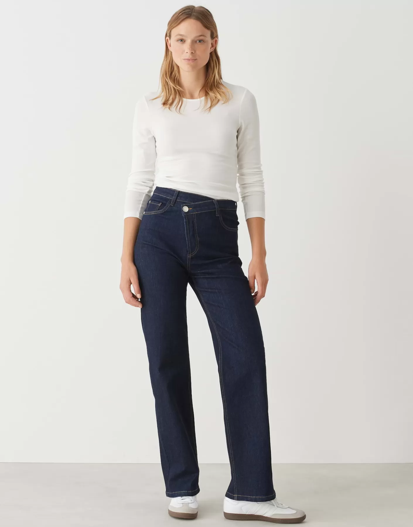 Jeans<OPUS Commander Jeans à Jambe Large Marli Crisscross Bleu En Ligne dark autumn blue