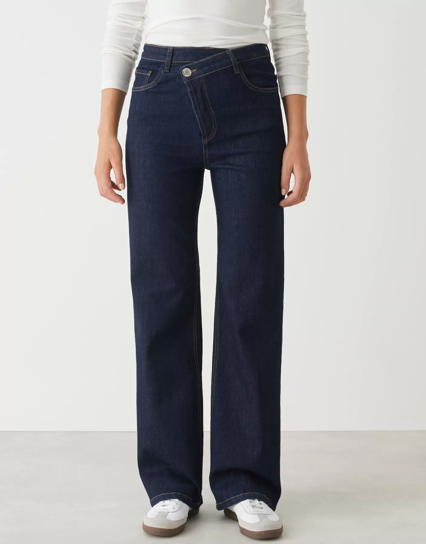Jeans<OPUS Commander Jeans à Jambe Large Marli Crisscross Bleu En Ligne dark autumn blue