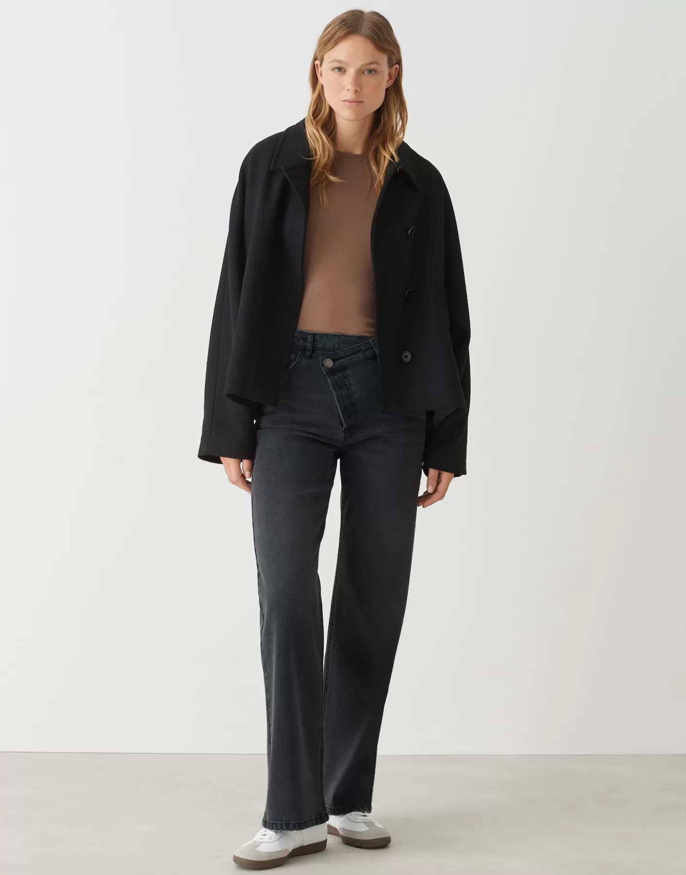 Jeans<OPUS Commander Jeans à Jambe Large Marli Crisscross Gris En Ligne asphalt grey