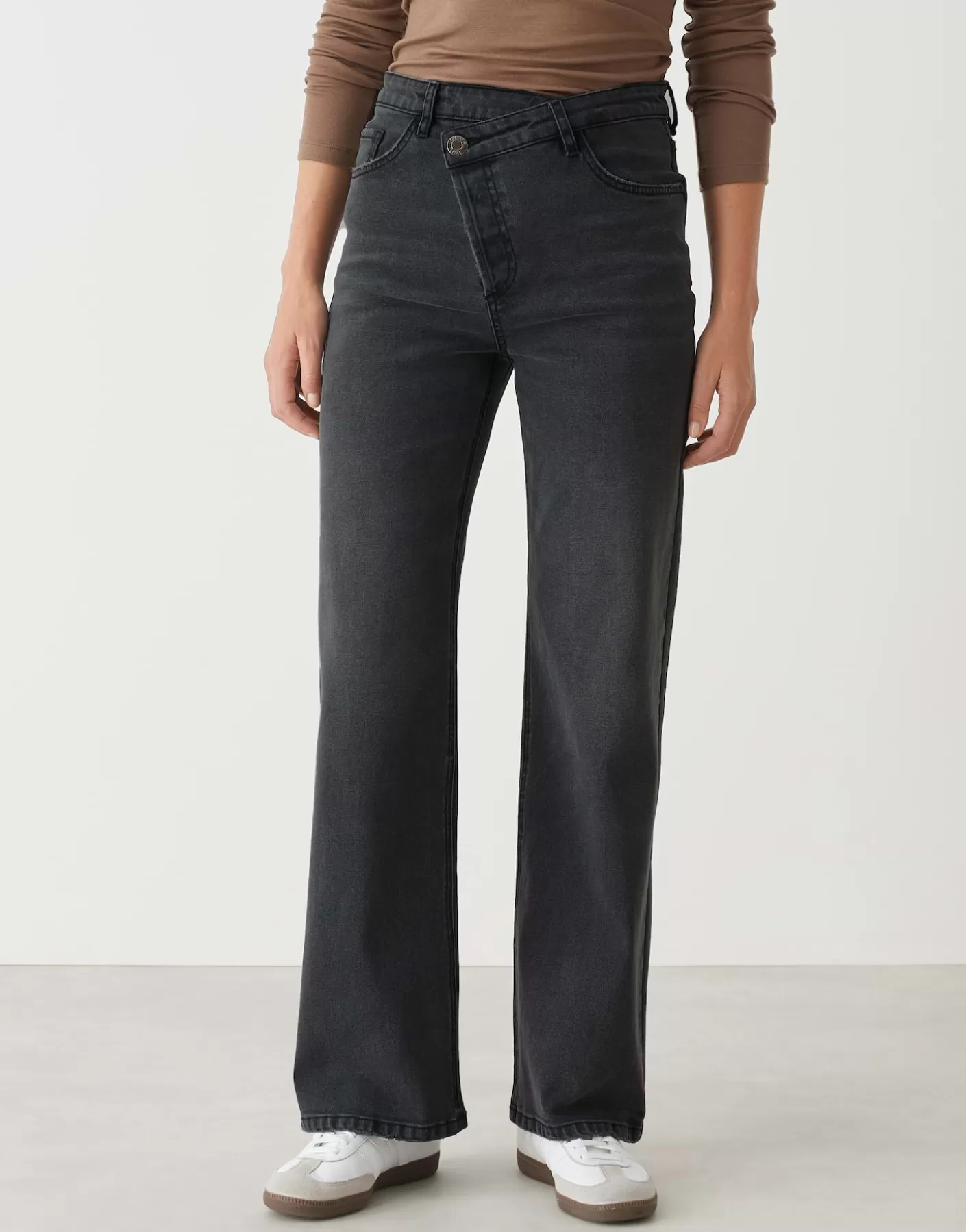 Jeans<OPUS Commander Jeans à Jambe Large Marli Crisscross Gris En Ligne asphalt grey