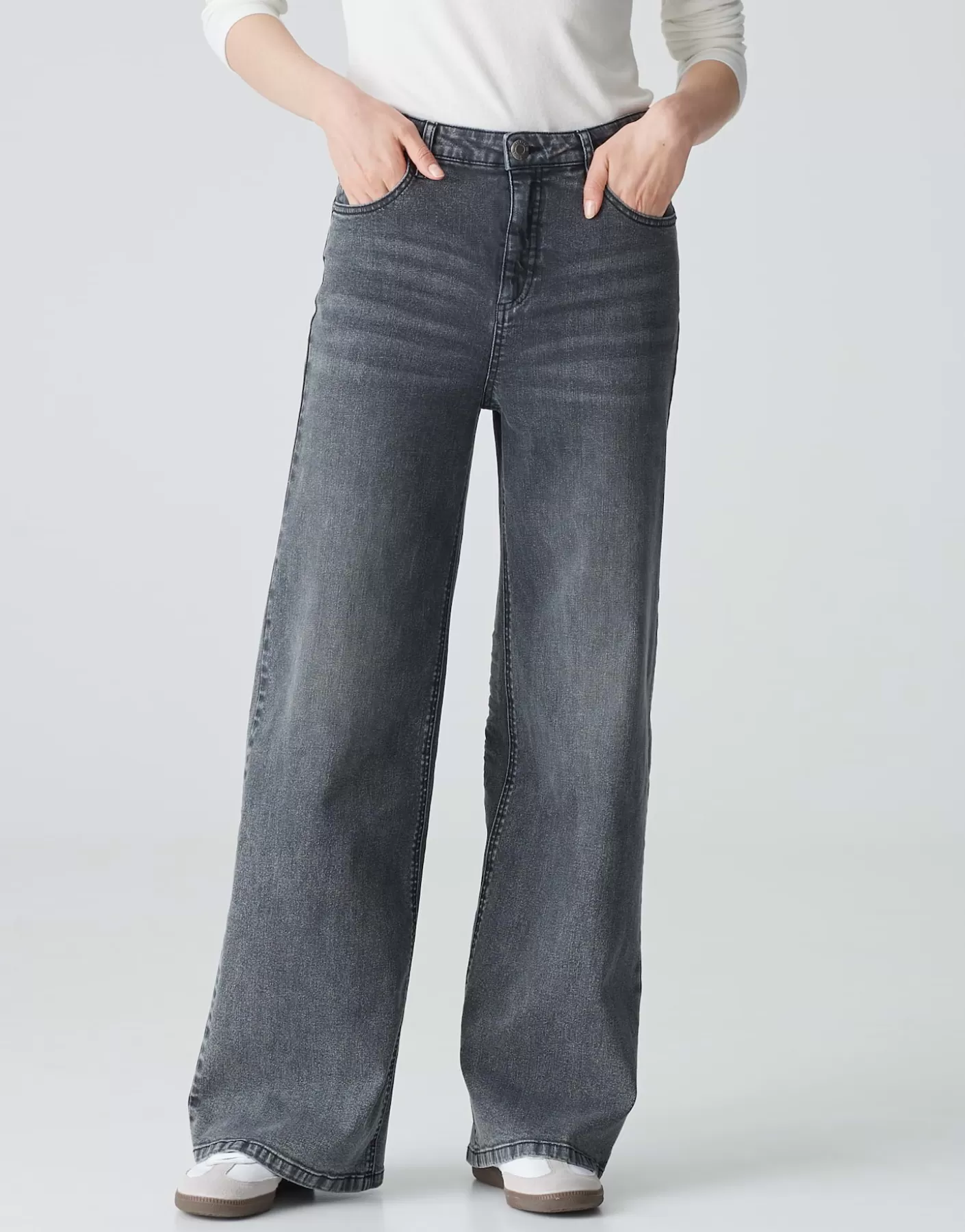 Jeans | Meilleures Ventes<OPUS Commander Jeans à Jambe Large Marli Palazzo Gris En Ligne mid graphite grey