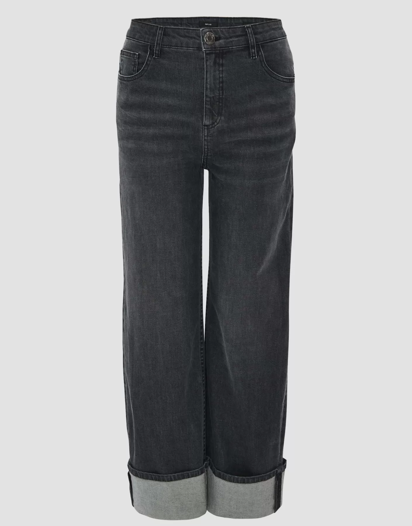 Jeans<OPUS Commander Jeans à Jambe Large Marli Turn Up Gris En Ligne soft authentic grey