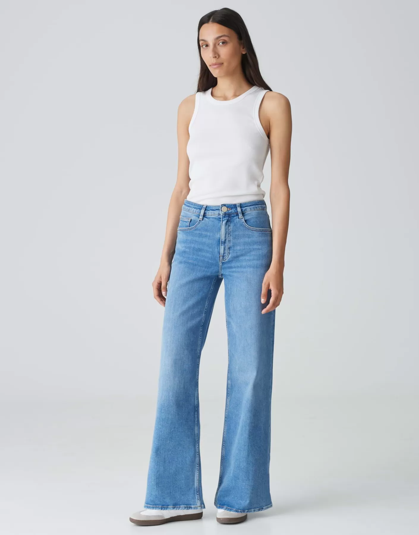 Jeans<OPUS Commander Jeans à Jambe Large Miva Palazzo Bleu En Ligne ocean blue washed