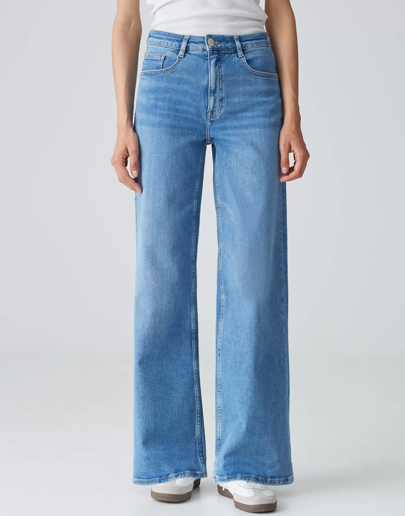 Jeans<OPUS Commander Jeans à Jambe Large Miva Palazzo Bleu En Ligne ocean blue washed