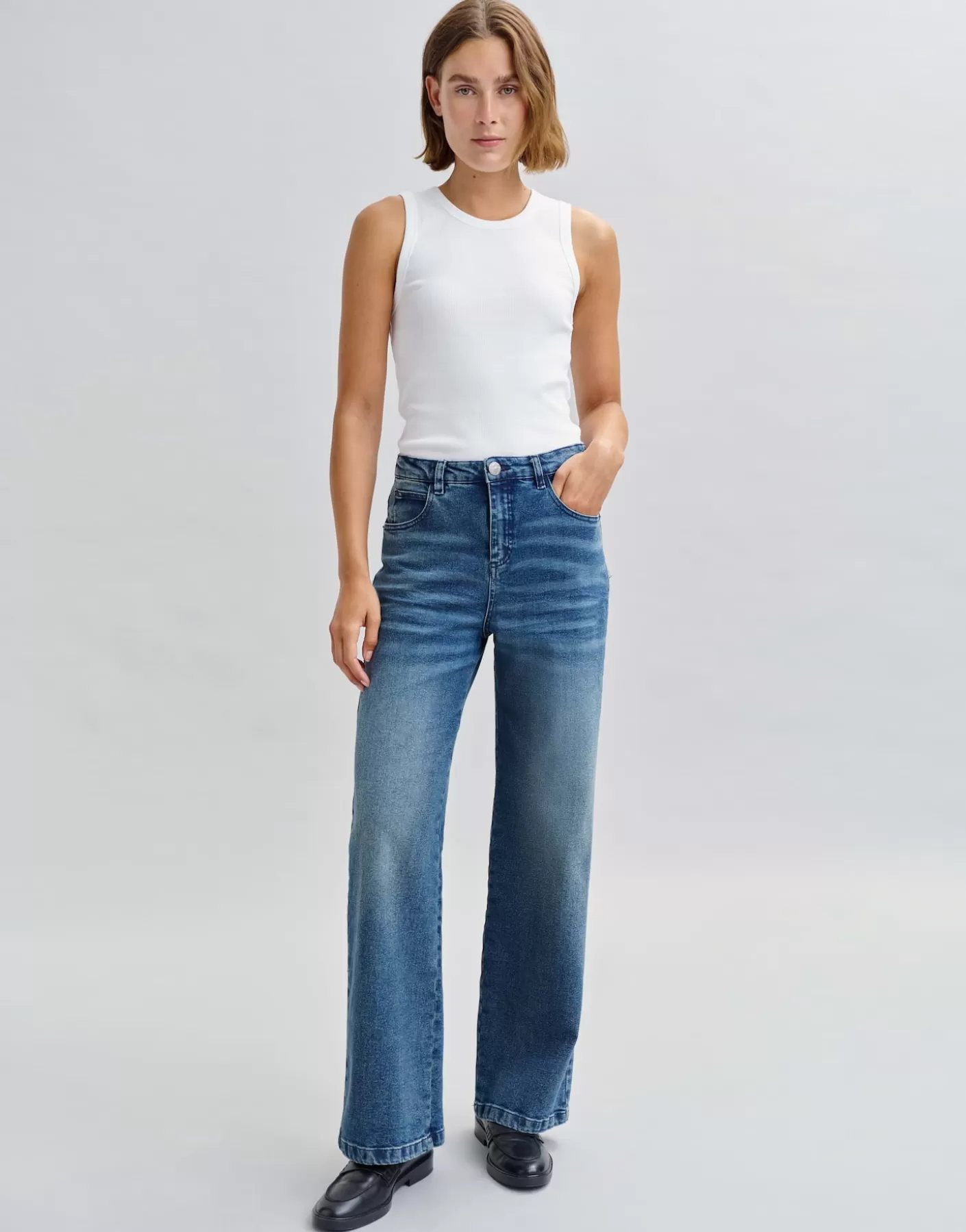 Jeans<OPUS Commander Jeans à Jambe Large Mivy Bleu En Ligne sky blue black