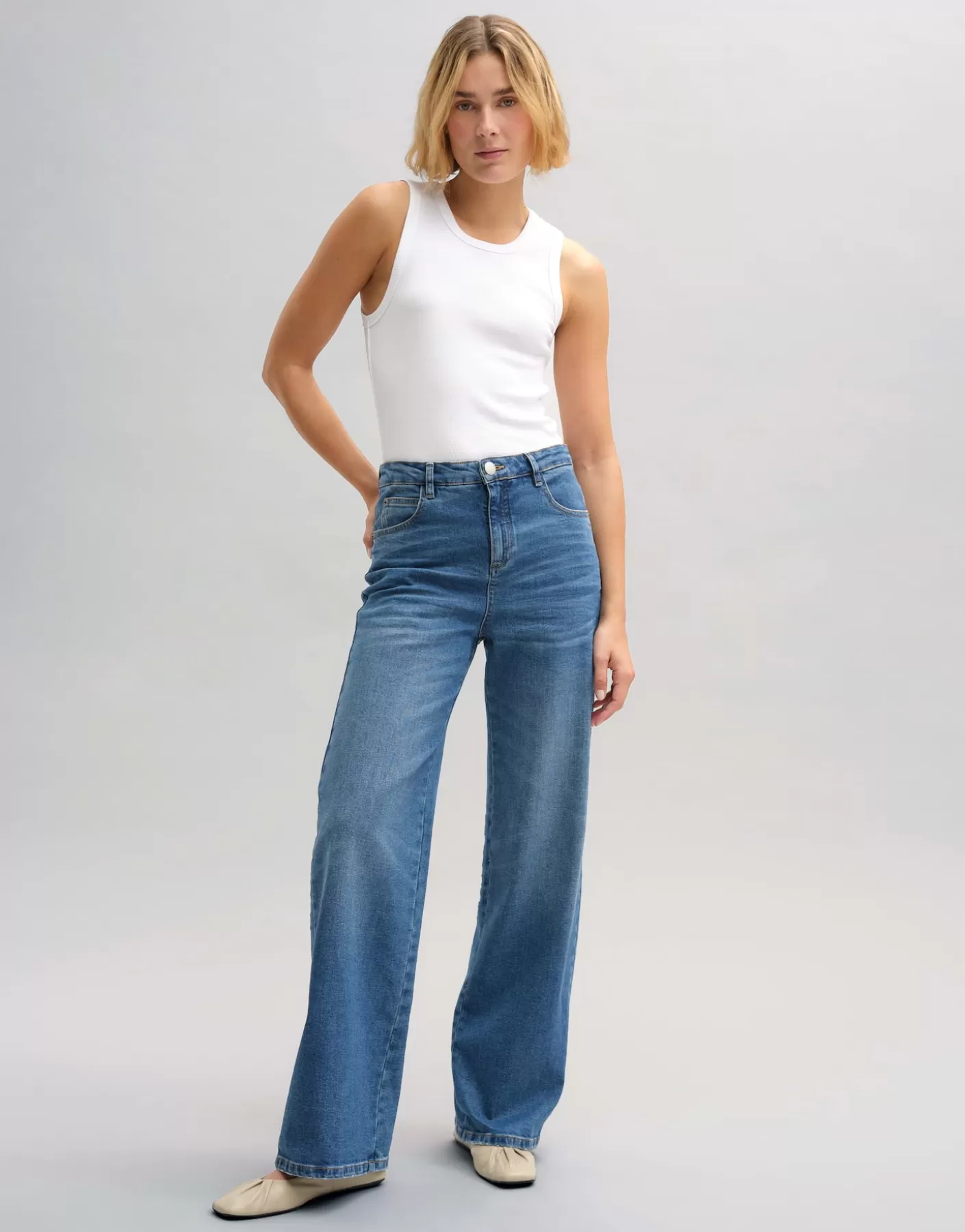 Jeans<OPUS Commander Jeans à Jambe Large Mivy Bleu En Ligne daily blue