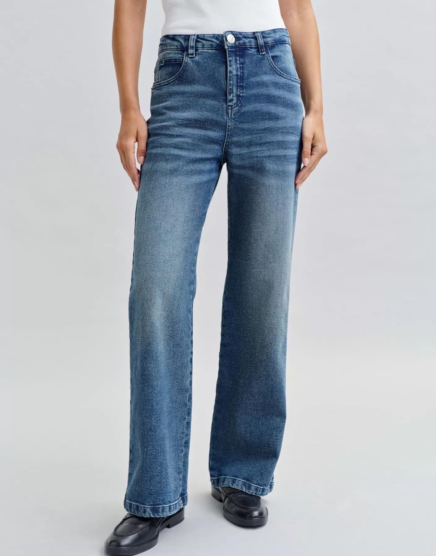 Jeans<OPUS Commander Jeans à Jambe Large Mivy Bleu En Ligne sky blue black