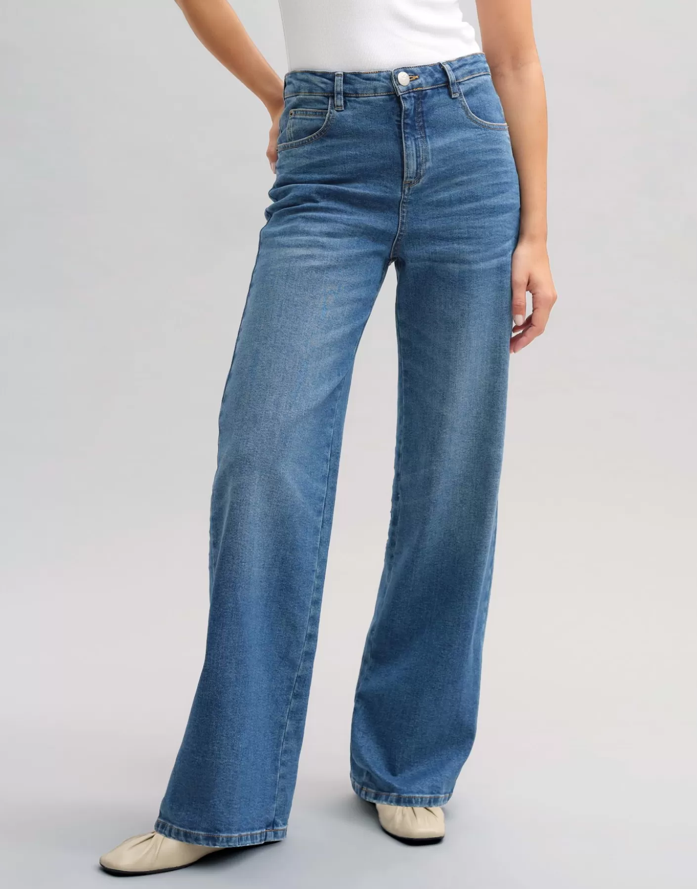 Jeans<OPUS Commander Jeans à Jambe Large Mivy Bleu En Ligne daily blue