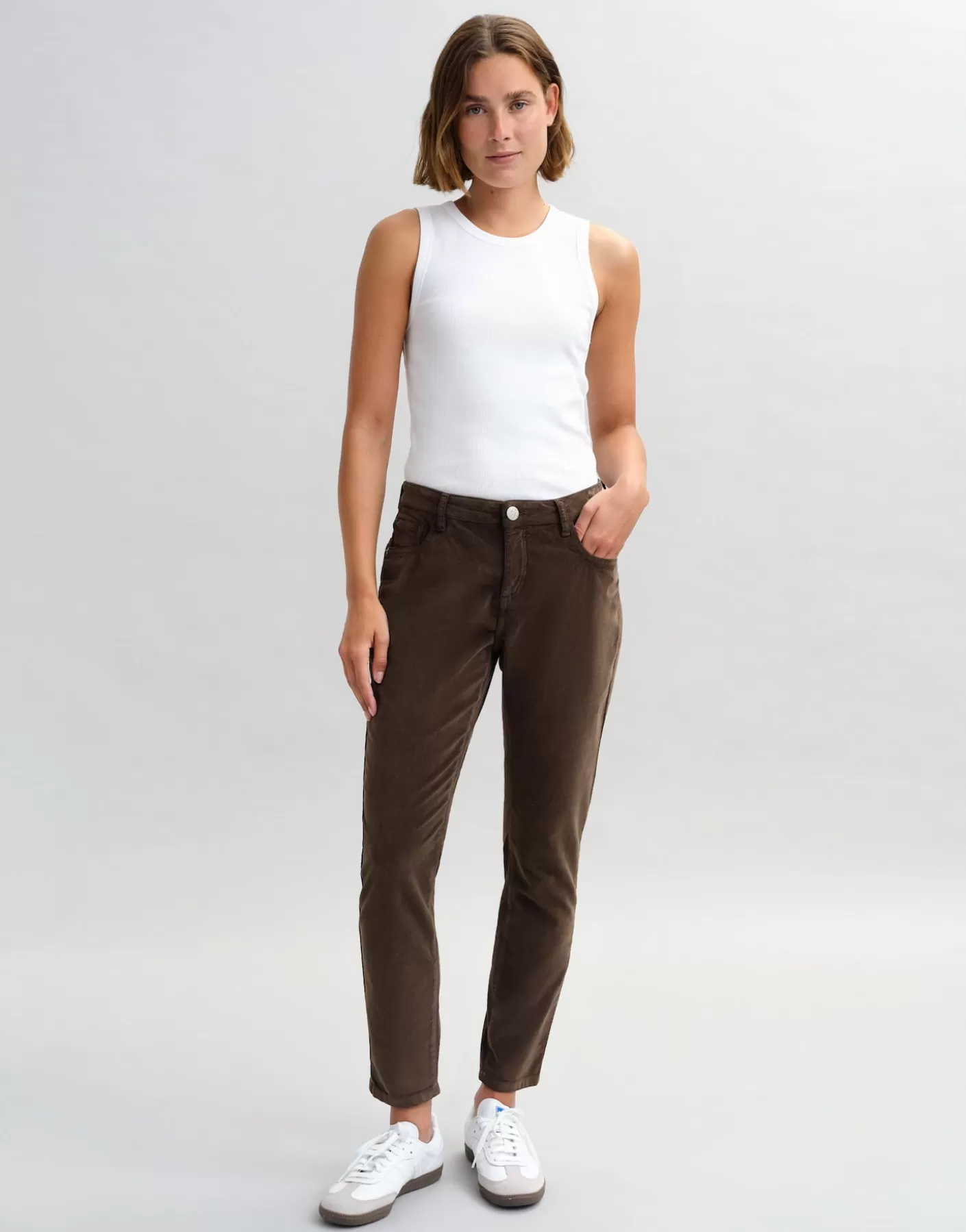 Jeans<OPUS Commander Jeans Slim Evita Glazed Marron En Ligne cocoa
