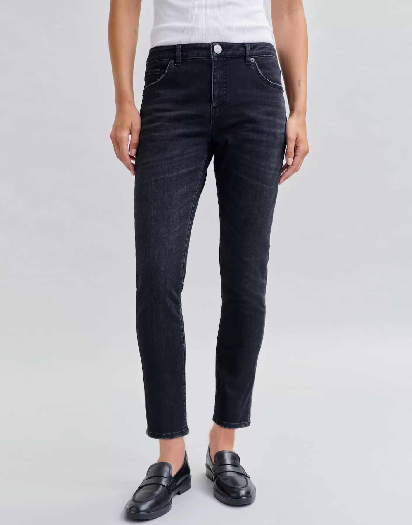 Jeans<OPUS Commander Jeans Slim Evita Noir En Ligne deep black washed