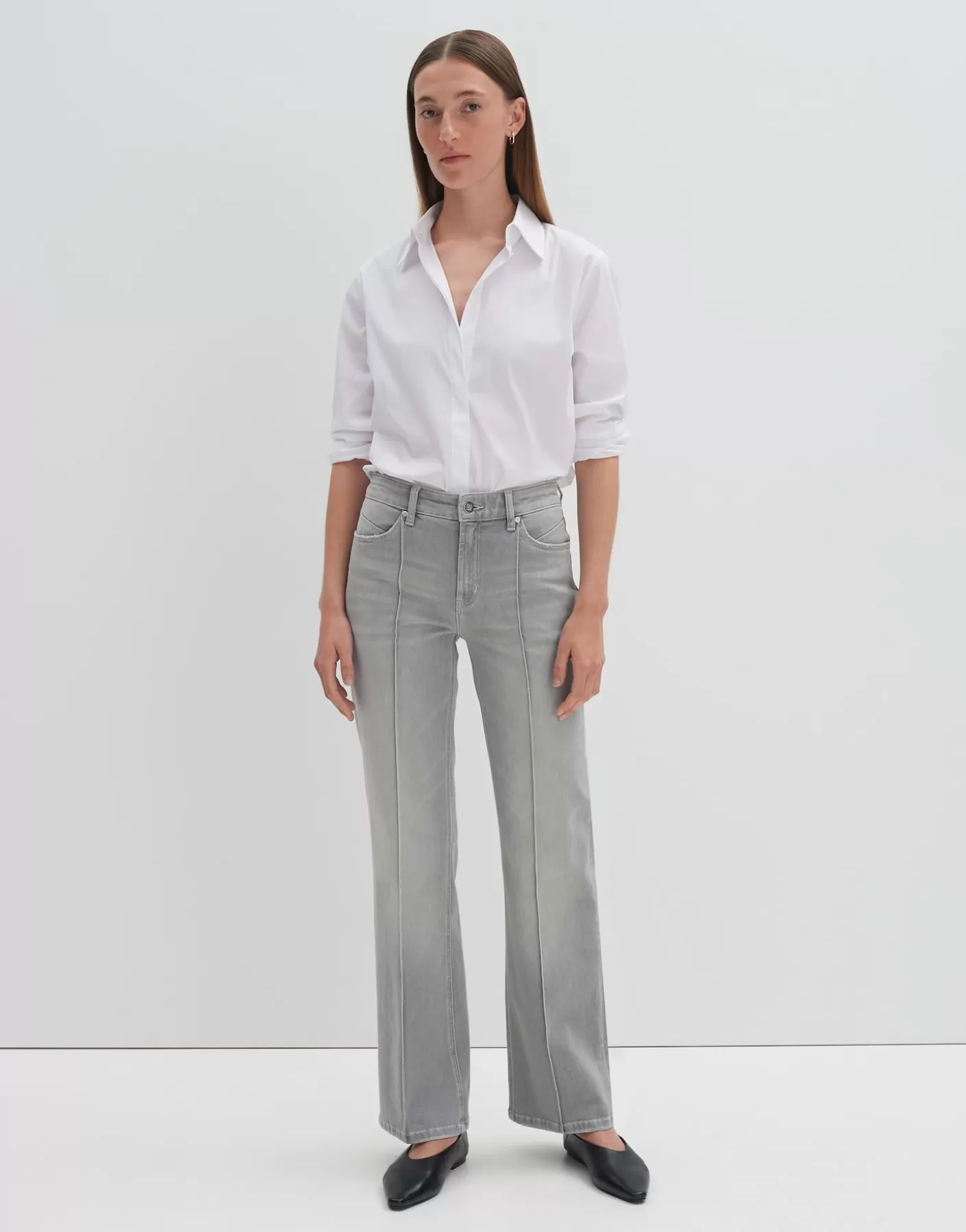Jeans<OPUS Commander Jeans évasés Carie Line Gris En Ligne light hazy grey