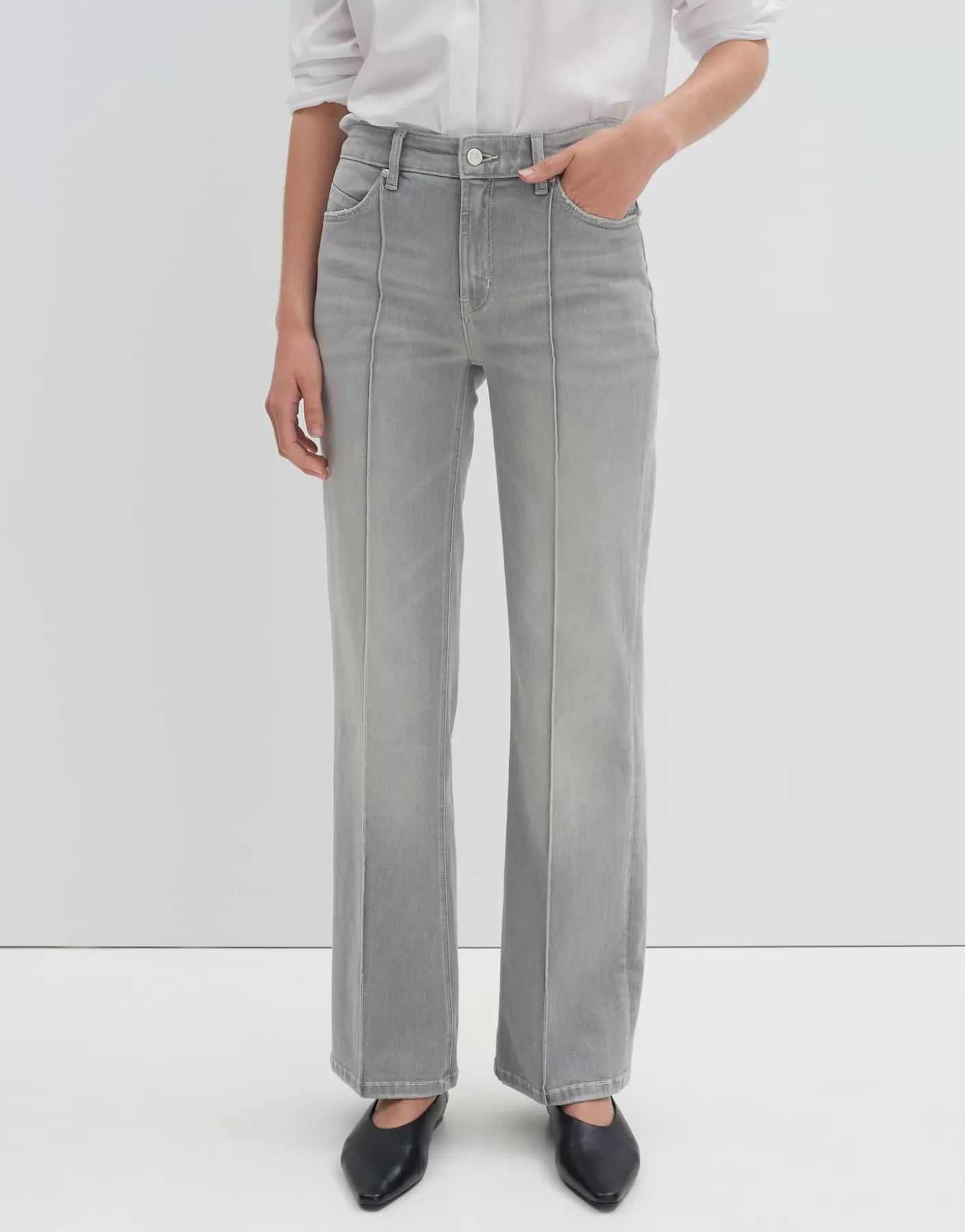 Jeans<OPUS Commander Jeans évasés Carie Line Gris En Ligne light hazy grey