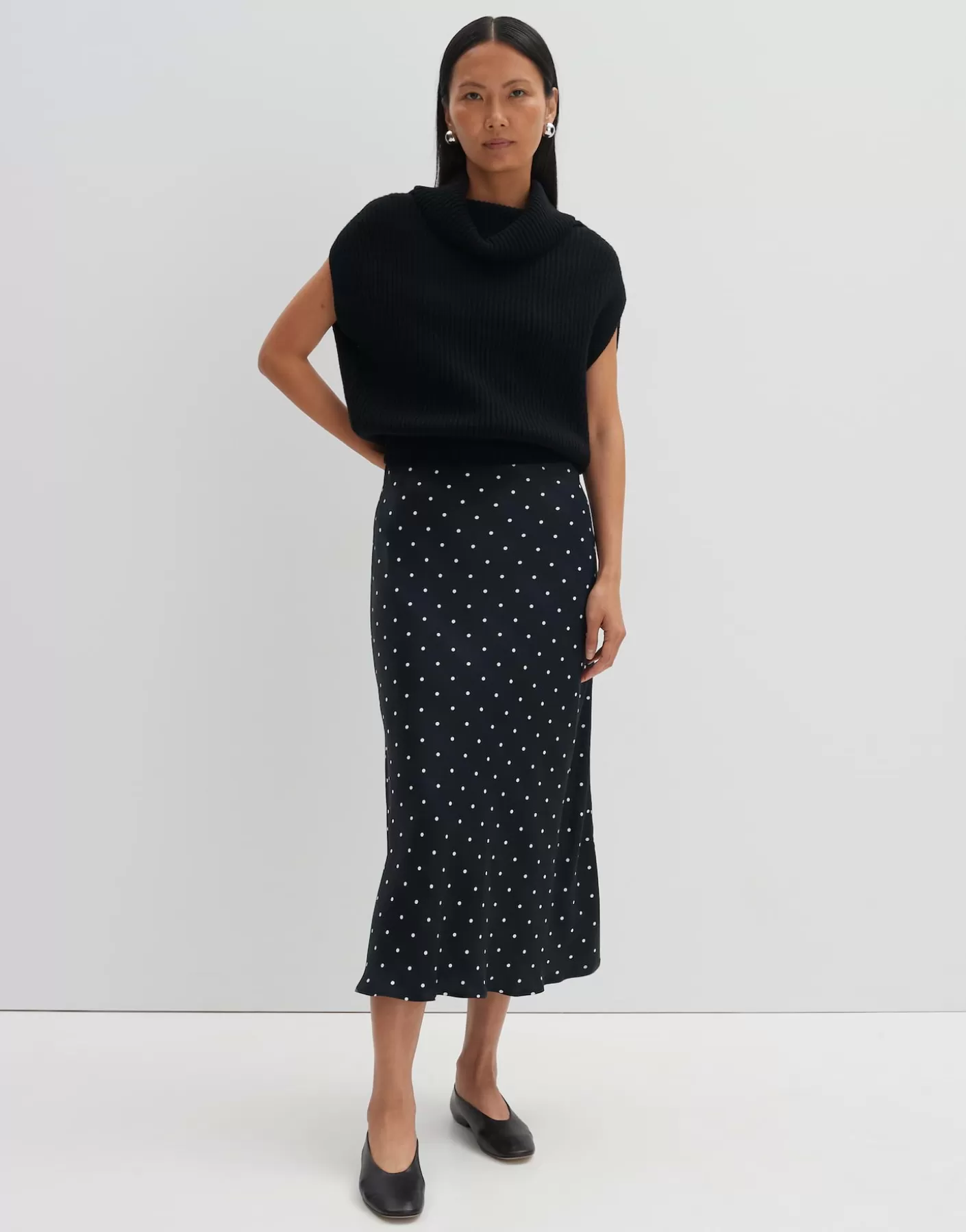 Jupes<OPUS Commander Jupe En Satin Odini Dot Noir En Ligne black
