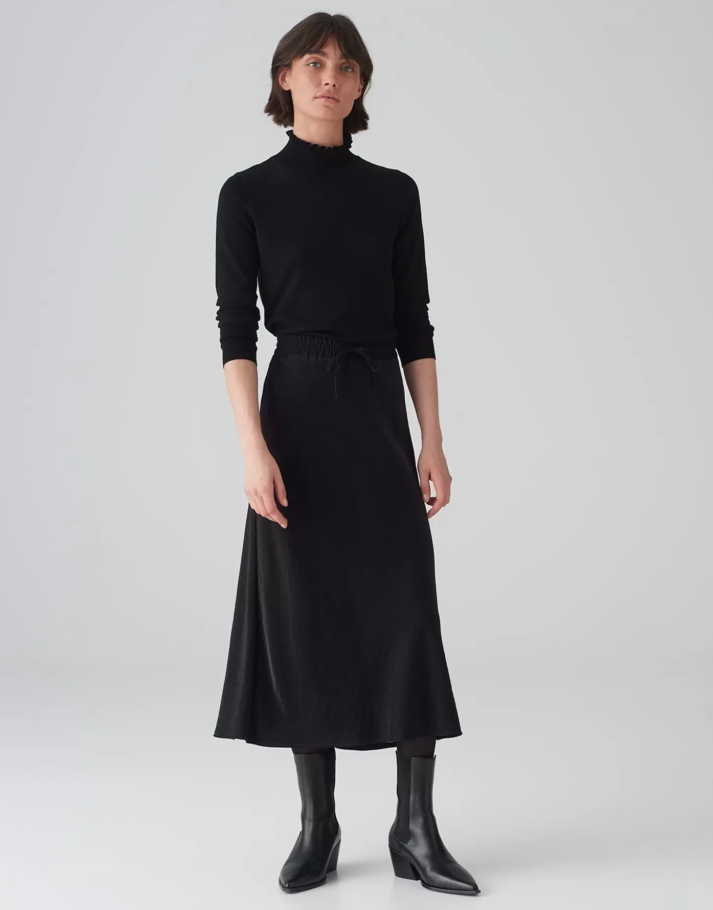 Jupes<OPUS Commander Jupe En Satin Rawi Noir En Ligne black