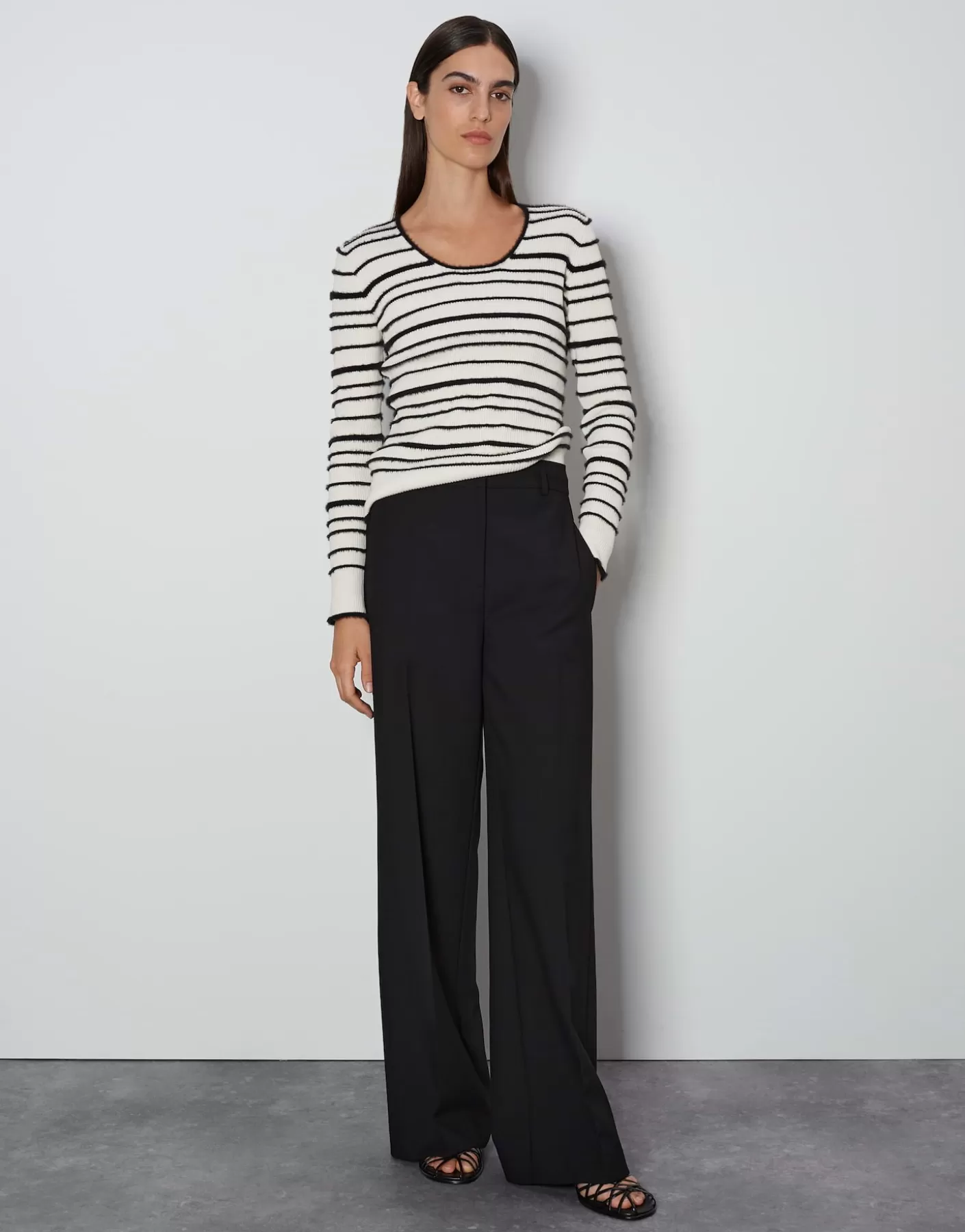 Pantalons | Meilleures Ventes<OPUS Commander Pantalon à Jambes Larges Catsby Detail Noir En Ligne black