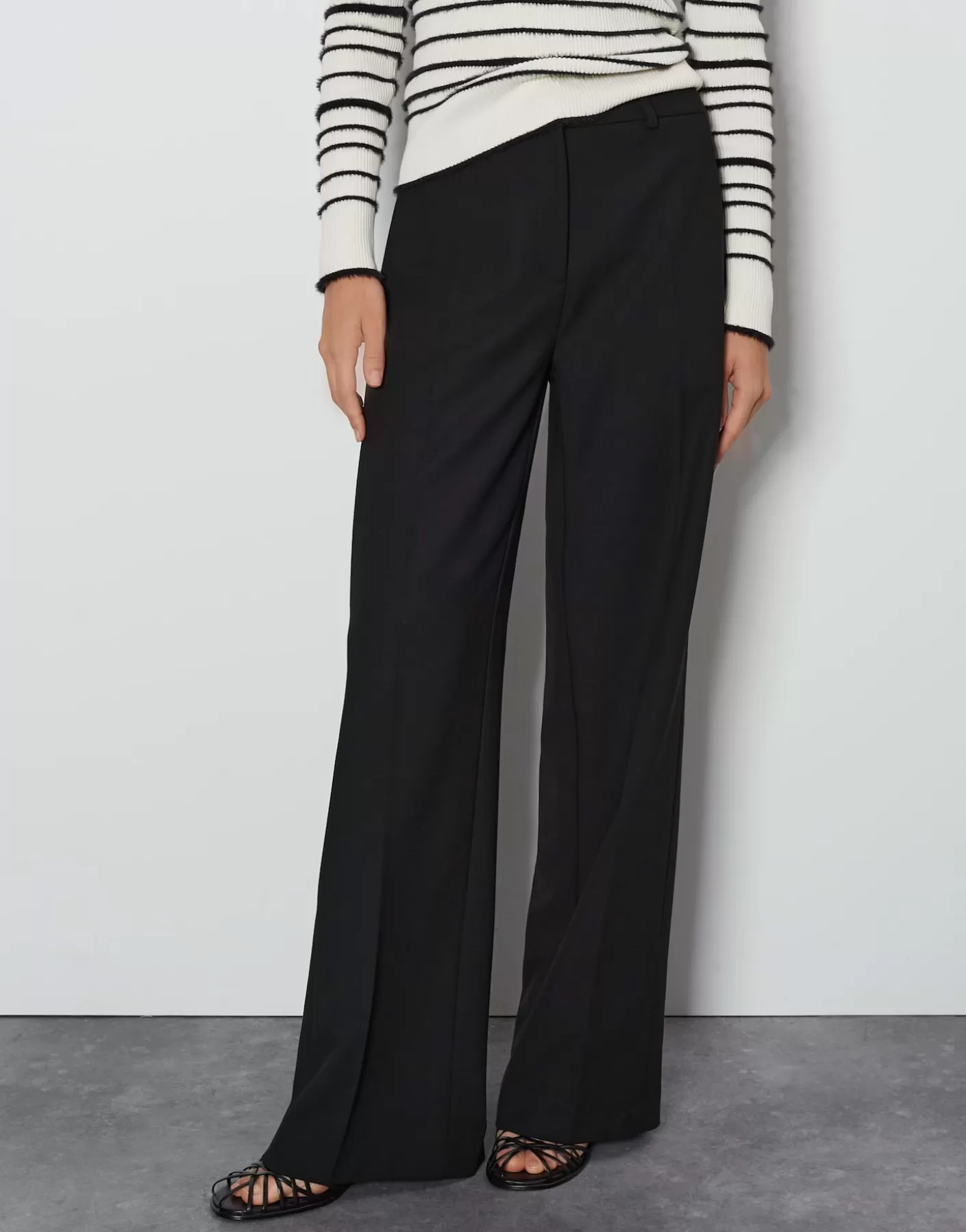 Pantalons | Meilleures Ventes<OPUS Commander Pantalon à Jambes Larges Catsby Detail Noir En Ligne black