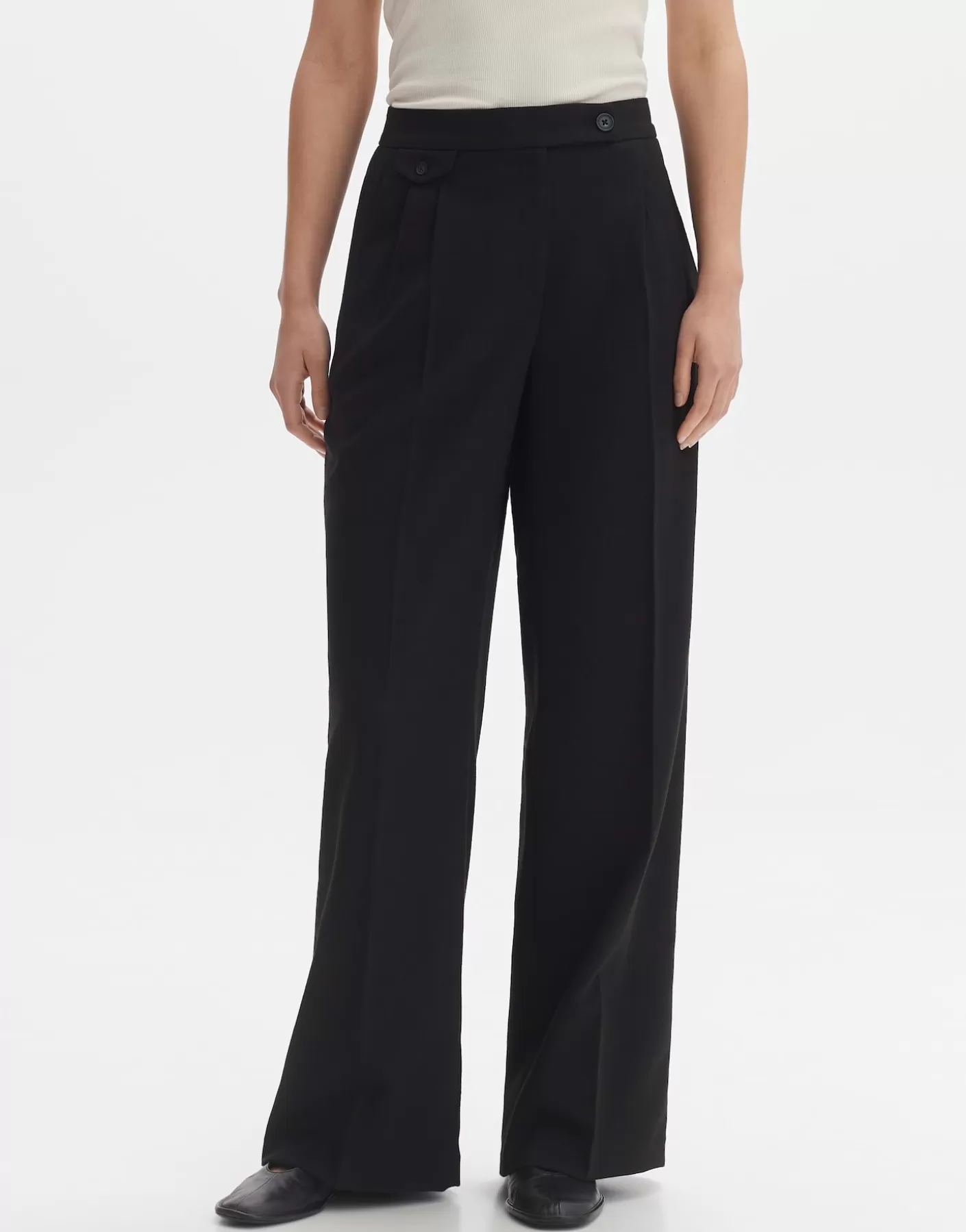Pantalons<OPUS Commander Pantalon à Plis Marzena Asymmetric Noir En Ligne black