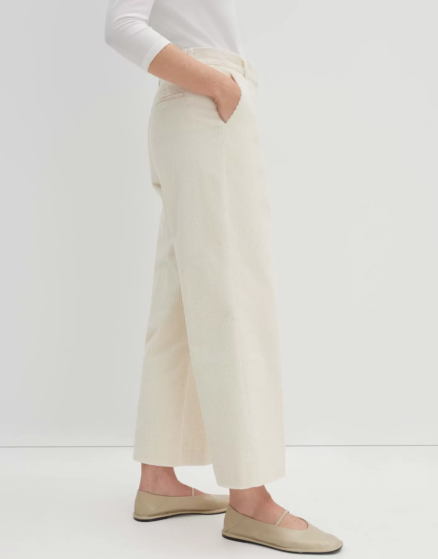 Pantalons<OPUS Commander Pantalon En Velours Côtelé Cisilia Corduroy Blanc En Ligne soft cream