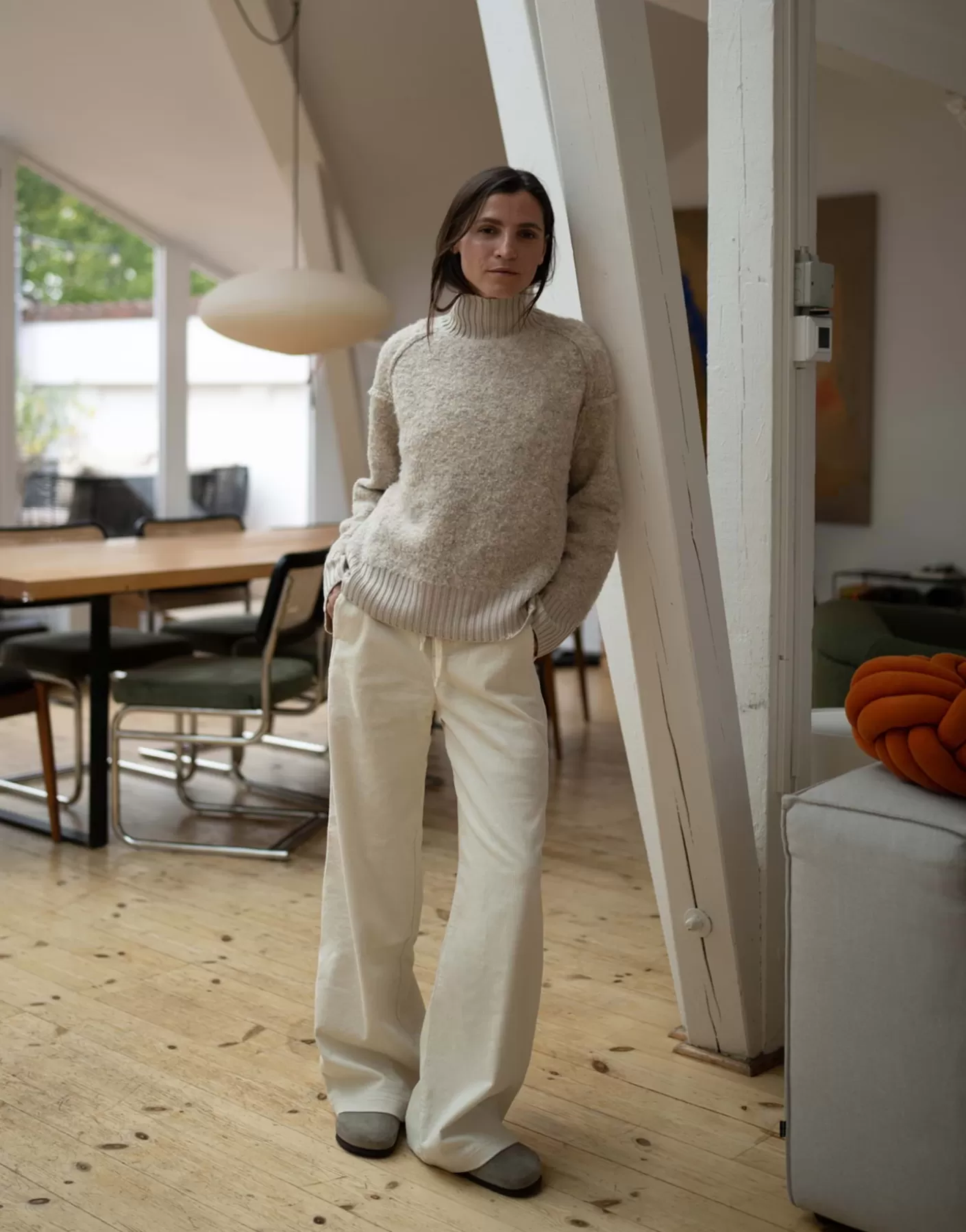 Pantalons | Meilleures Ventes<OPUS Commander Pantalon En Velours Côtelé Mileni Track Blanc En Ligne soft cream