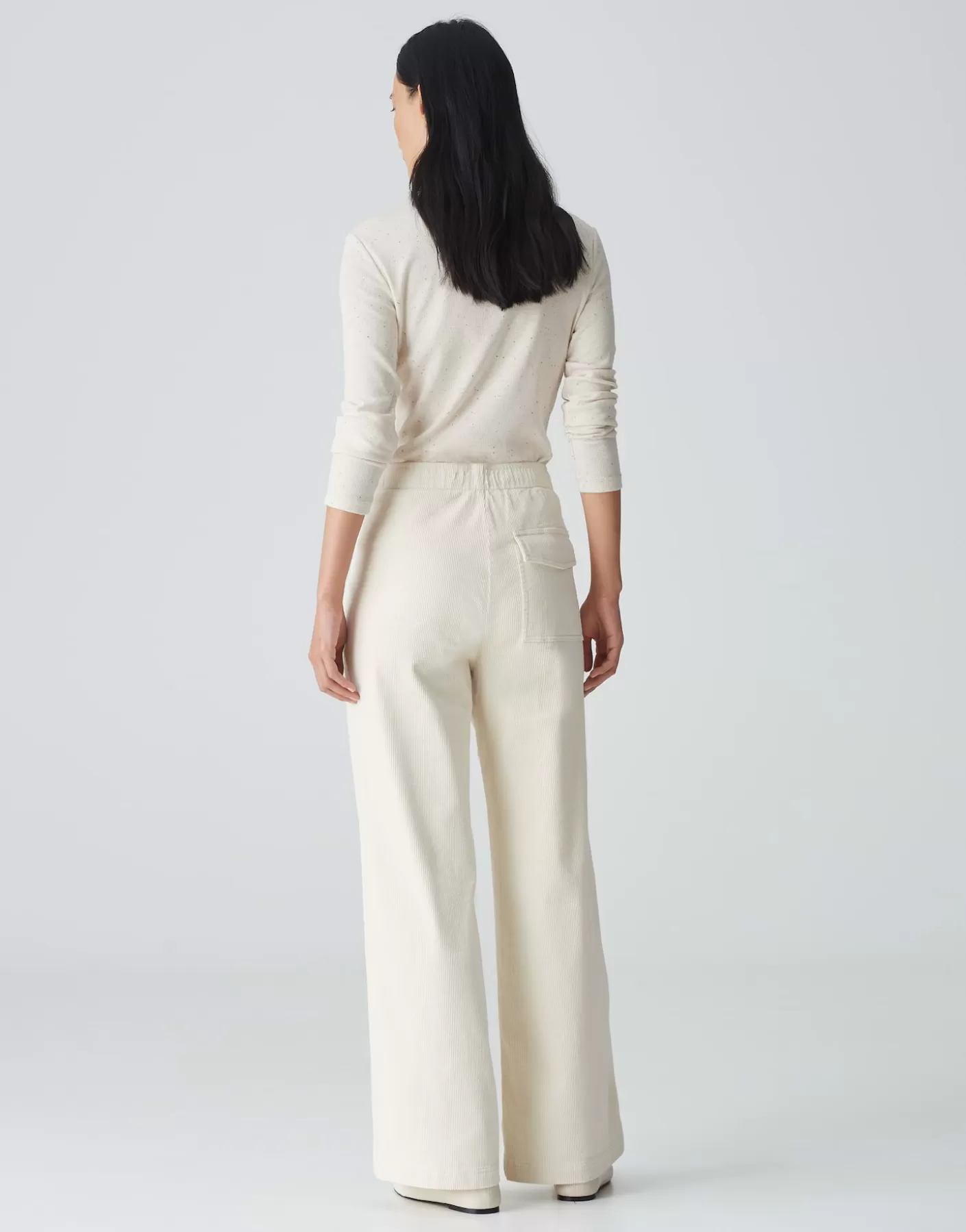 Pantalons | Meilleures Ventes<OPUS Commander Pantalon En Velours Côtelé Mileni Track Blanc En Ligne soft cream