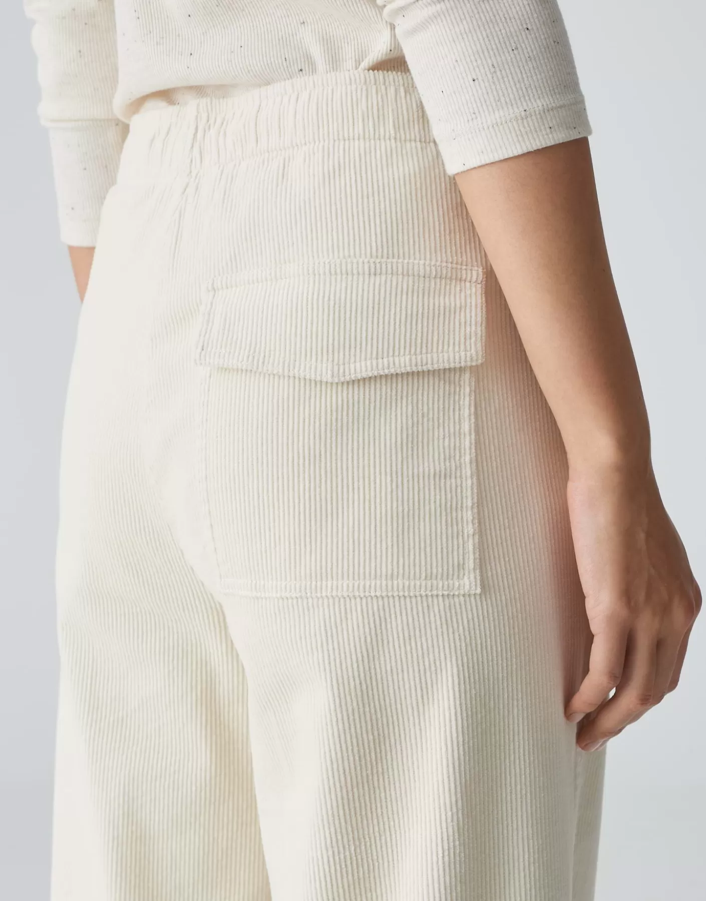 Pantalons | Meilleures Ventes<OPUS Commander Pantalon En Velours Côtelé Mileni Track Blanc En Ligne soft cream