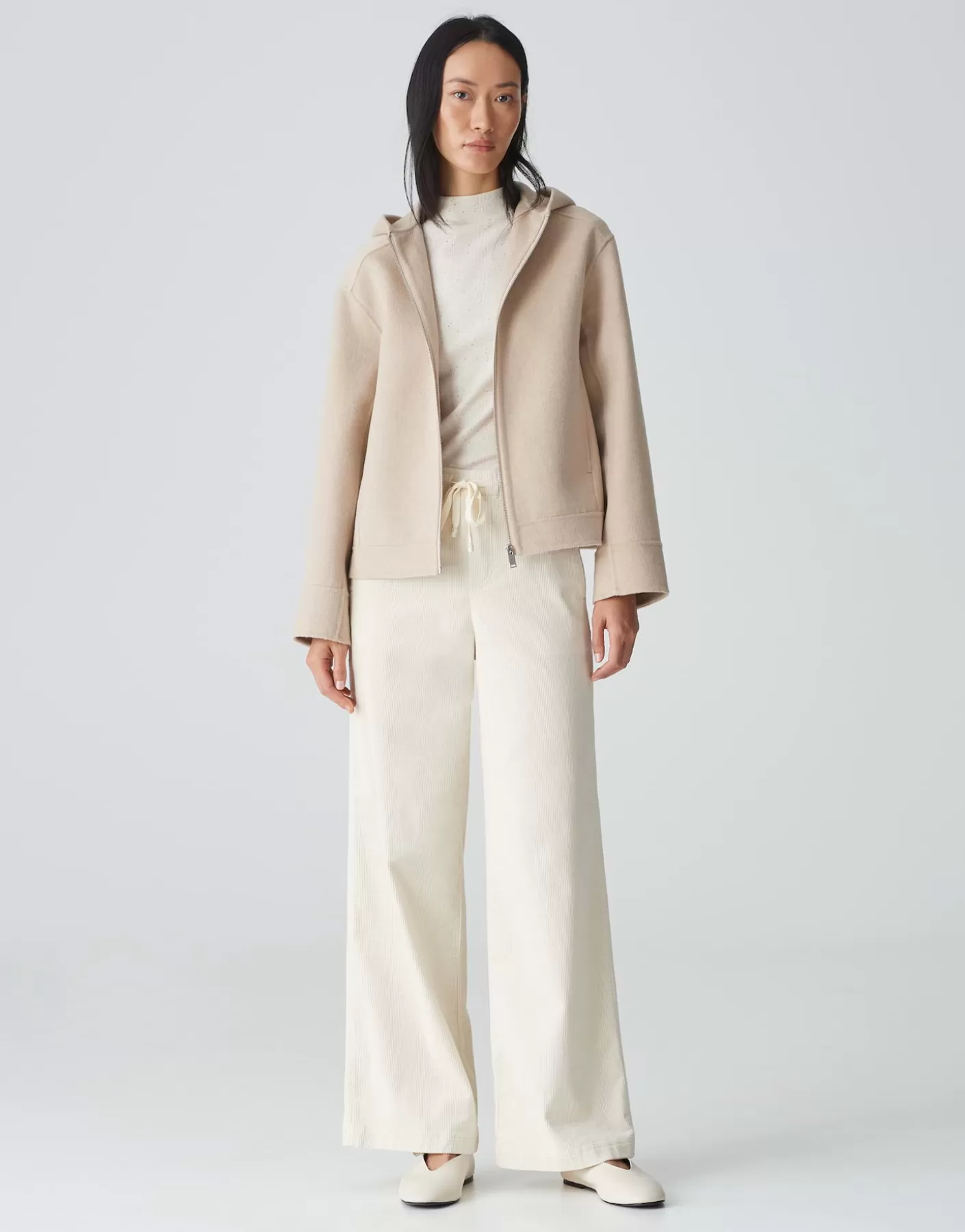 Pantalons | Meilleures Ventes<OPUS Commander Pantalon En Velours Côtelé Mileni Track Blanc En Ligne soft cream