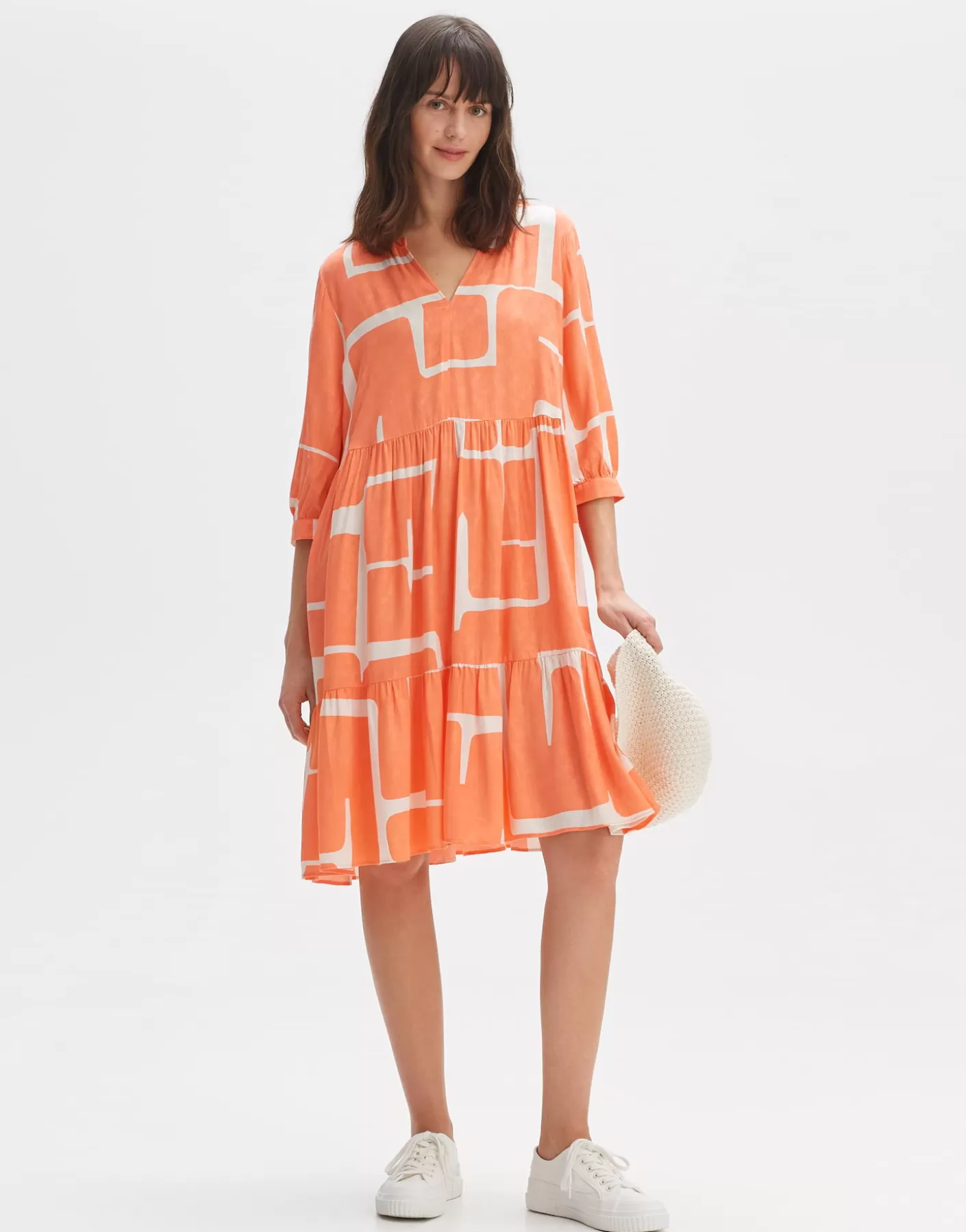 Robes<OPUS Commander Robe Chemisier Wulari Graphic Orange En Ligne peachy coral