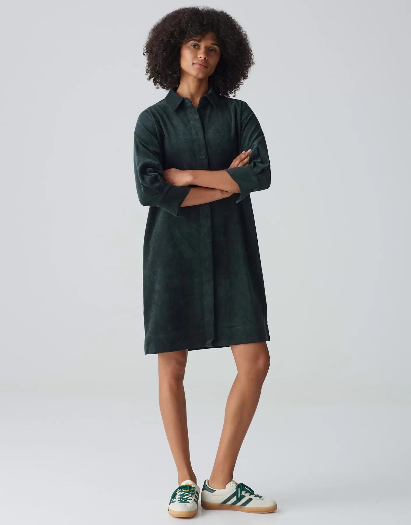 Robes<OPUS Commander Robe En Velours Côtelé Wedelia Vert En Ligne emerald
