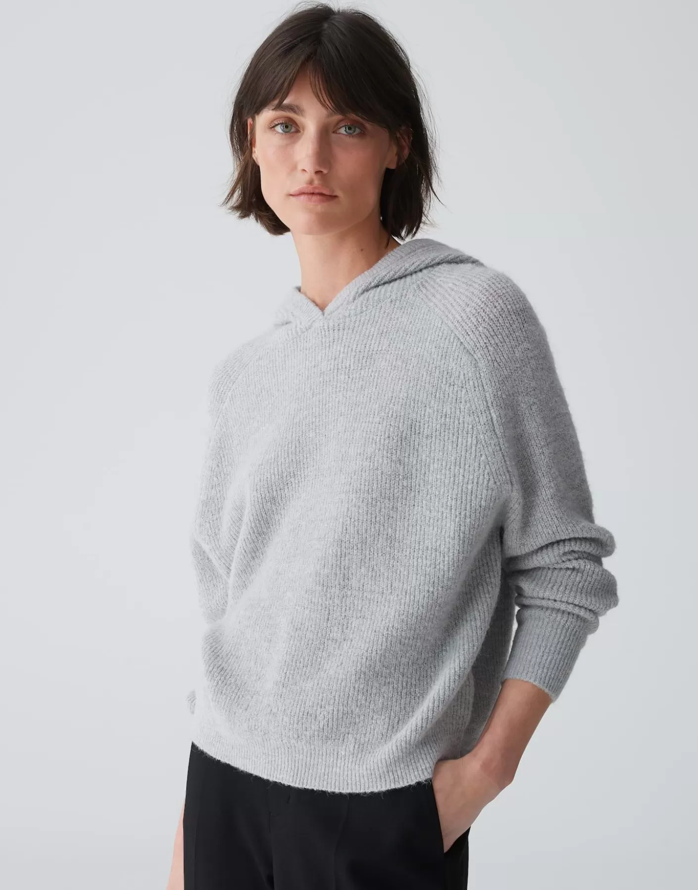 Maille<OPUS Commander Sweat à Capuche Poody Gris En Ligne hazy fog melange